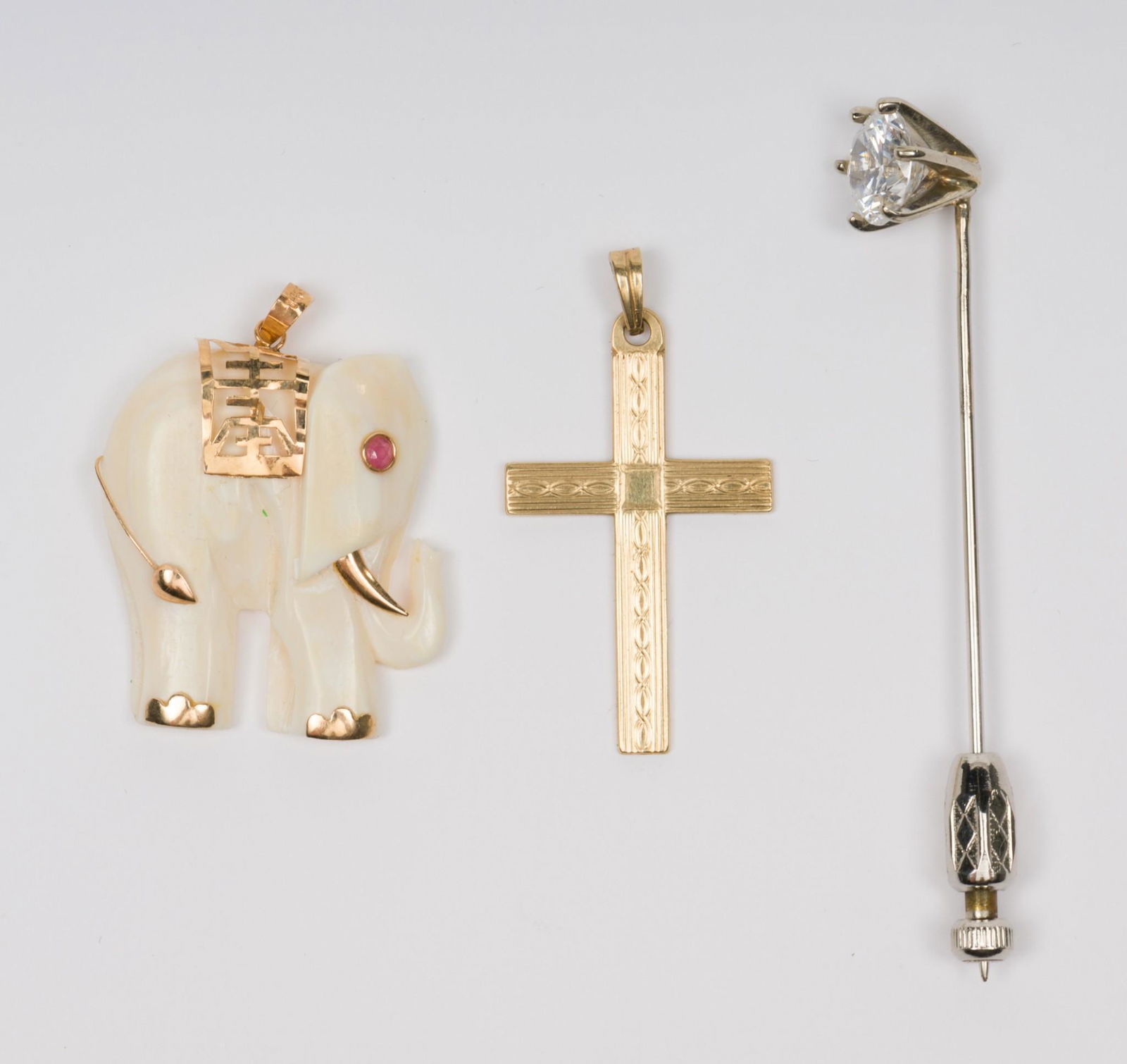 3 Pcs 14K Jewelry incl Pendant & Stick Pin (1 of 8)