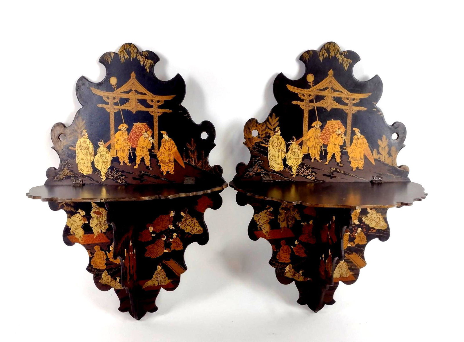 Pr Asian Lacquered Wall Shelves (1 of 2)