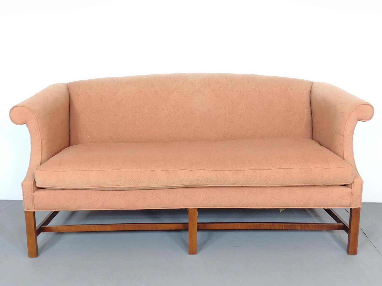 Southwood Reproductions Inc. Sofa: 77" wide X 30" deep X 35" high. Has some sun fading. MG. IMPORTANT: Before bidding, please read the terms and conditions. When you registered for the auction you agreed to these terms and will be requ