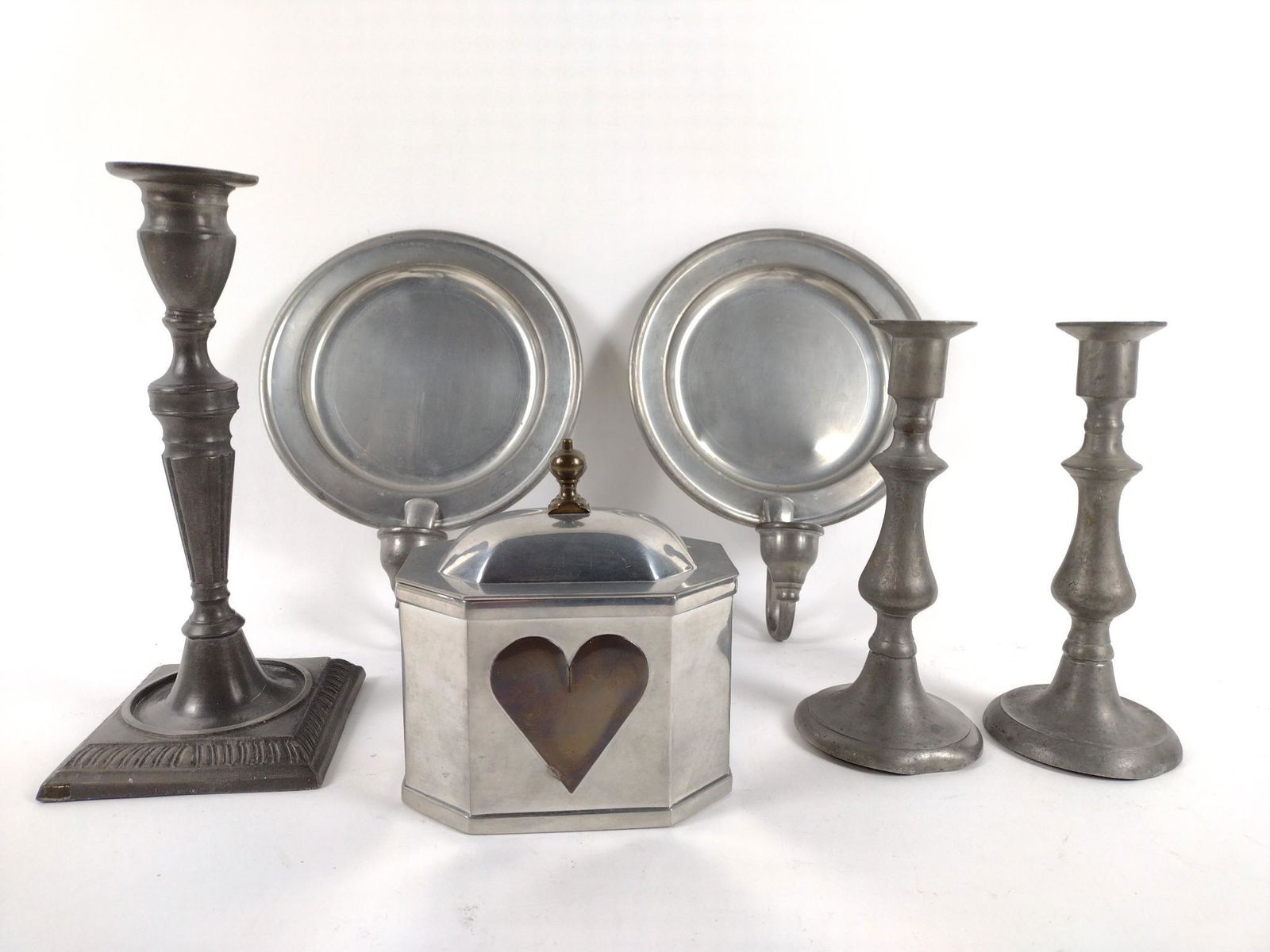 6 Pcs Pewter incl Williamsburg Heart Box (1 of 5)