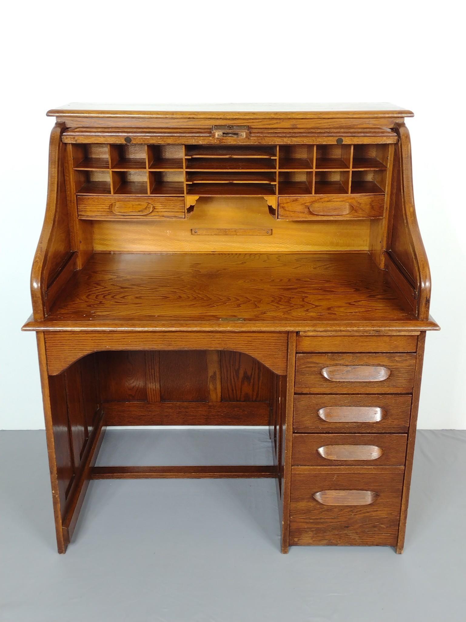 Antique Oak Roll Top Desk (1 of 6)