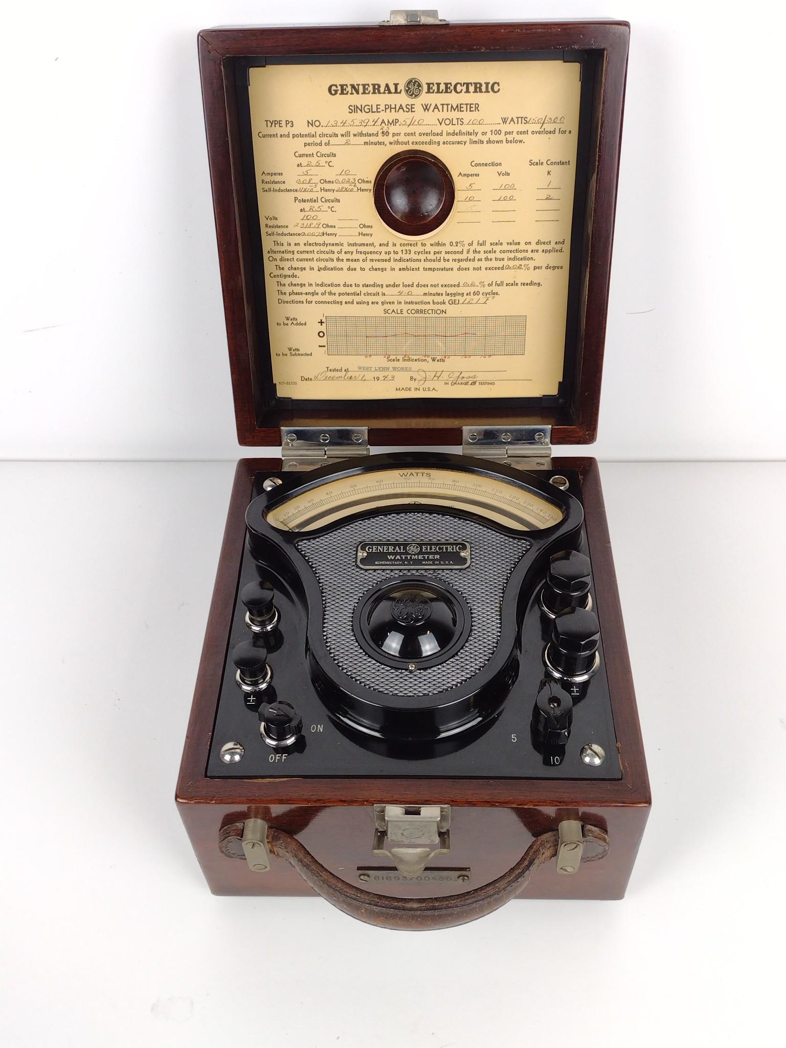 General Electric Single Phase Wattmeter (1 of 7)