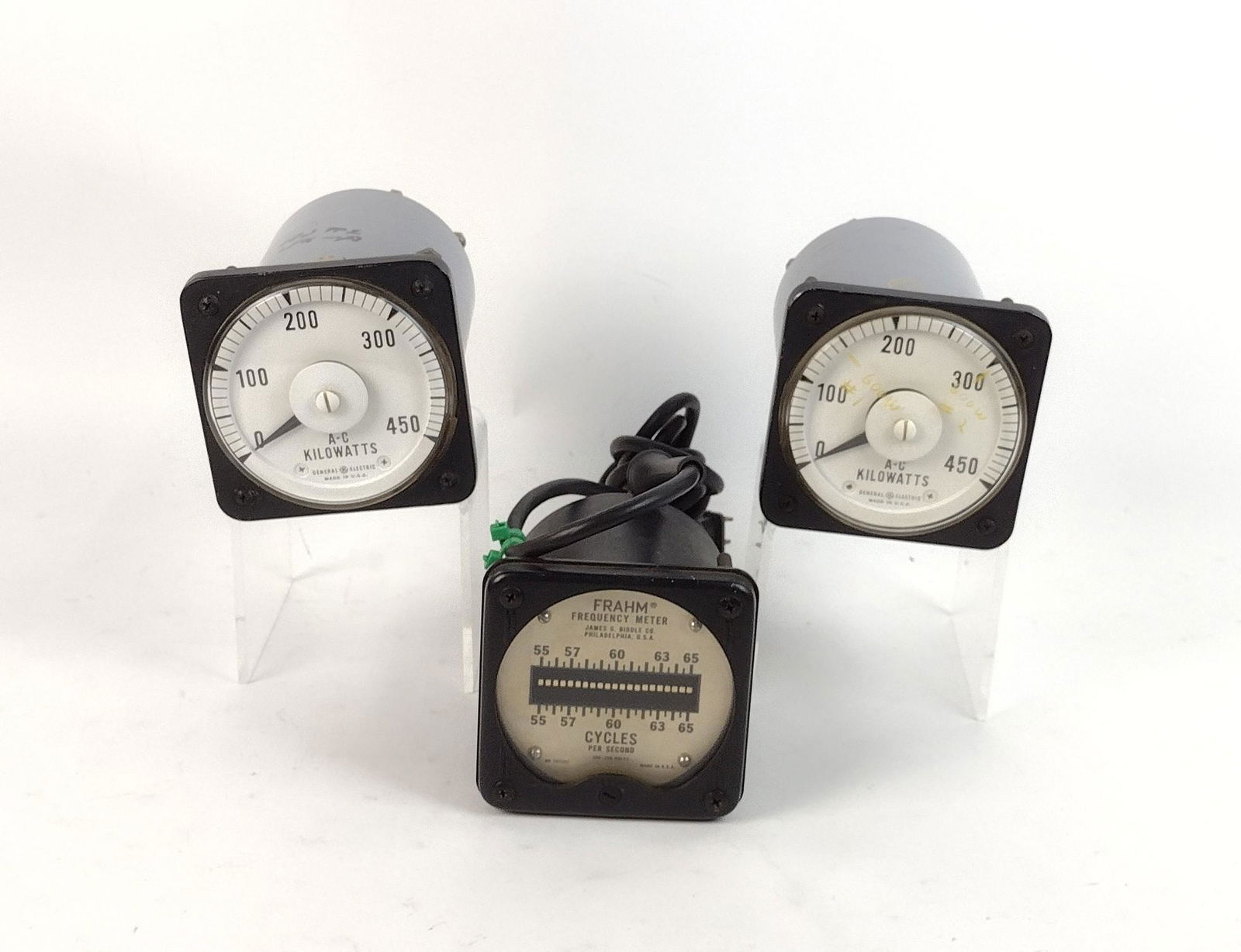 2 General Electric Wattmeters & Frahm Frequency Meter (1 of 5)