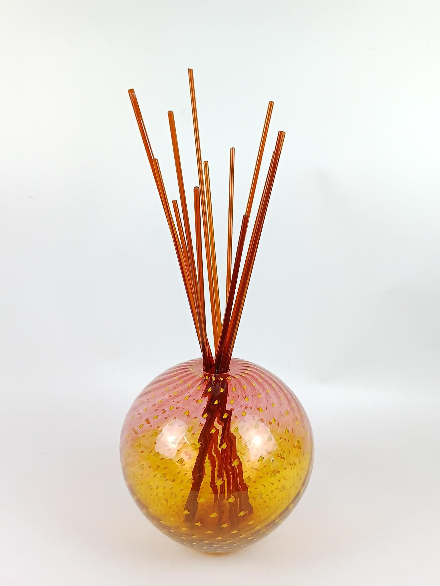 Eric Leiberman Art Glass Vase with 13 Glass Rods (1 of 4)