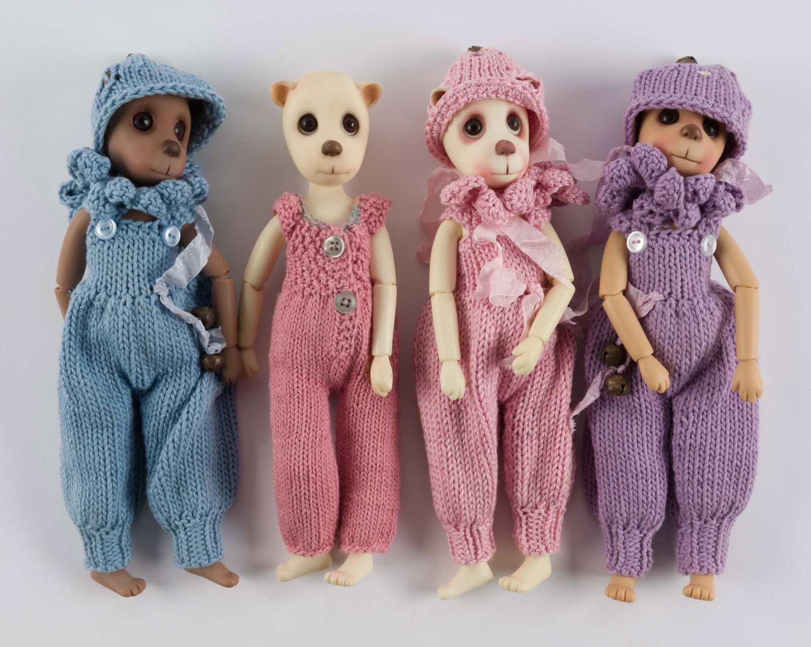 4 Liz Frost Ted Dolls: All face up in outfits, 10". IMPORTANT: Before bidding, please read the terms and conditions. When you registered for the auction you agreed to these terms and will be required to comply with them.