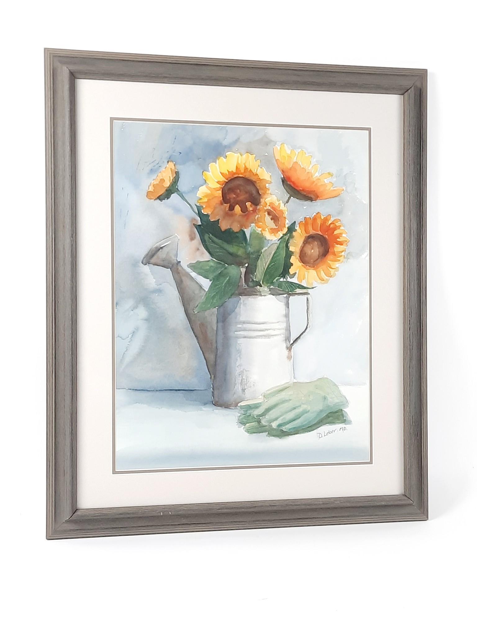 David Leber MD Sunflower Watering Can Watercolor (1 of 2)