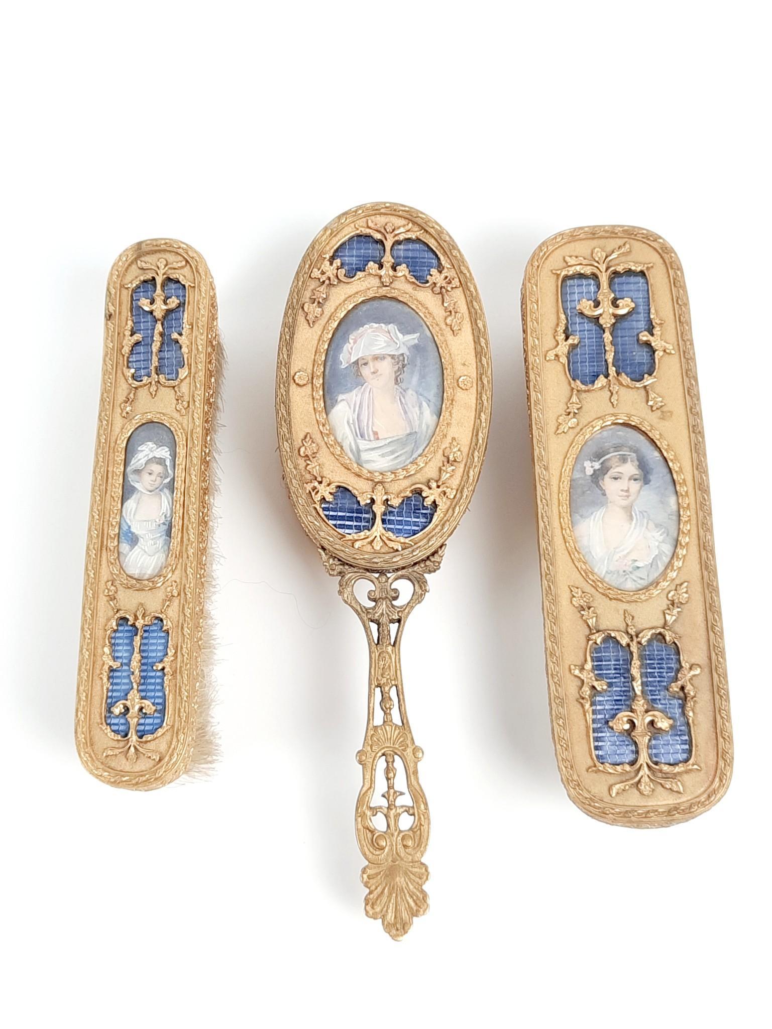 3 Cast Bronze Brushes with Hand Painted Portraits (1 of 2)