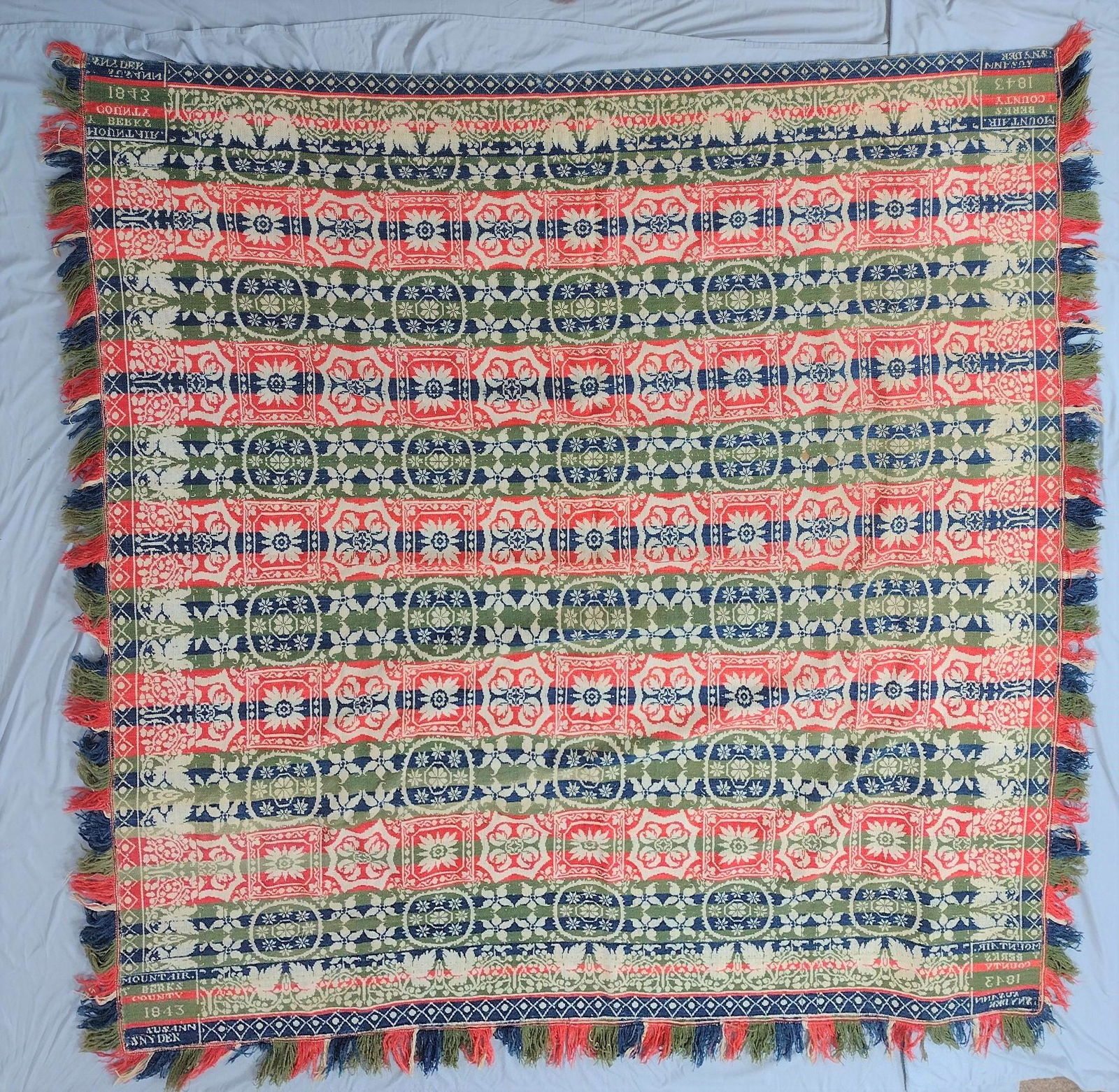 1843 Susann Snyder Mount Air Berks County Coverlet (1 of 3)