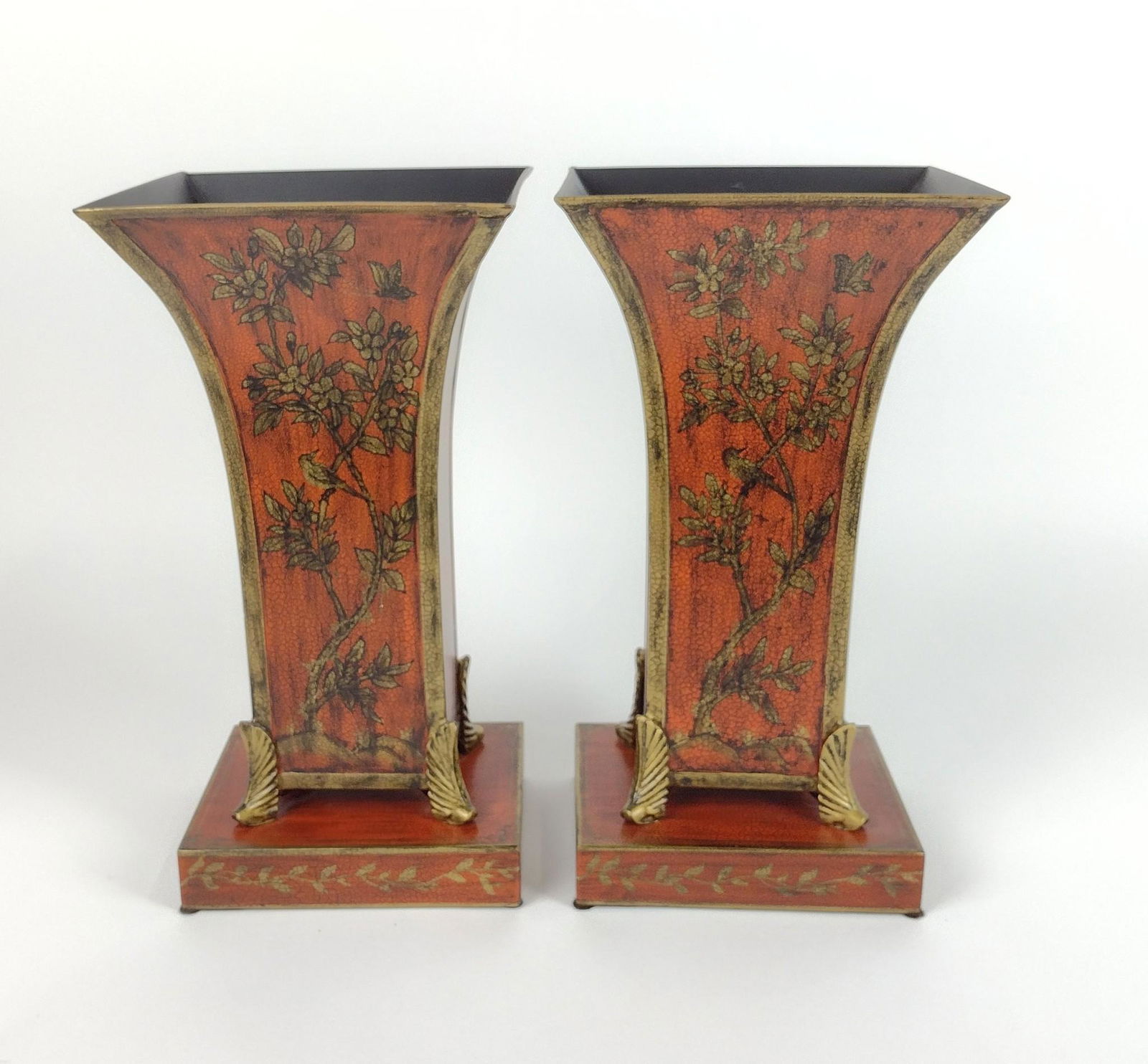 2 Metal Tole Painted Vases (1 of 4)