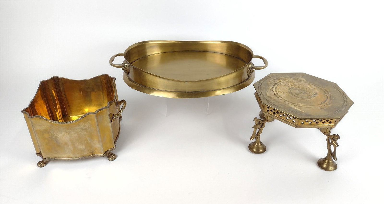 3 Pcs Brass incl Plant Box, Stand and Tray (1 of 7)