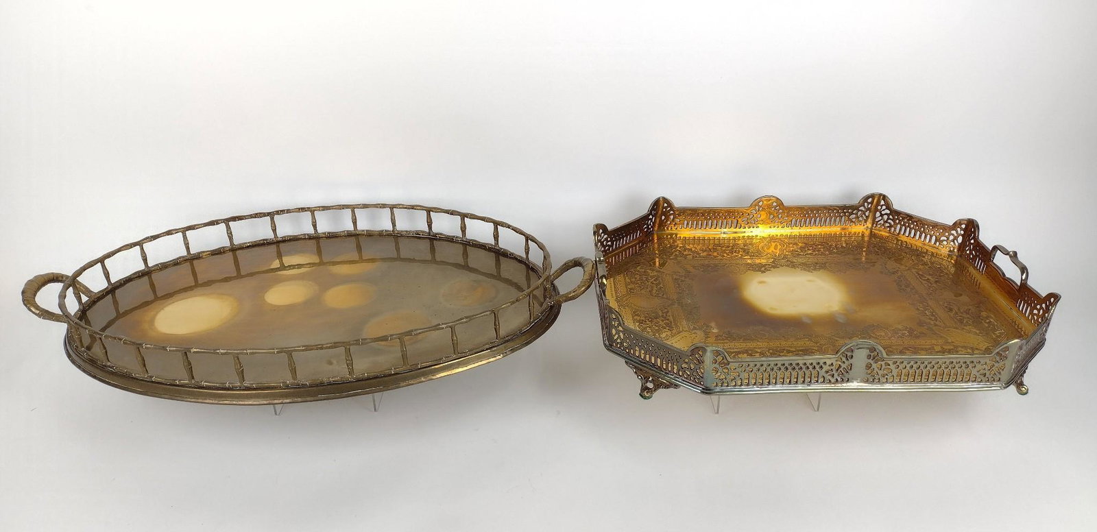 2 Brass Serving Trays incl Bamboo (1 of 3)