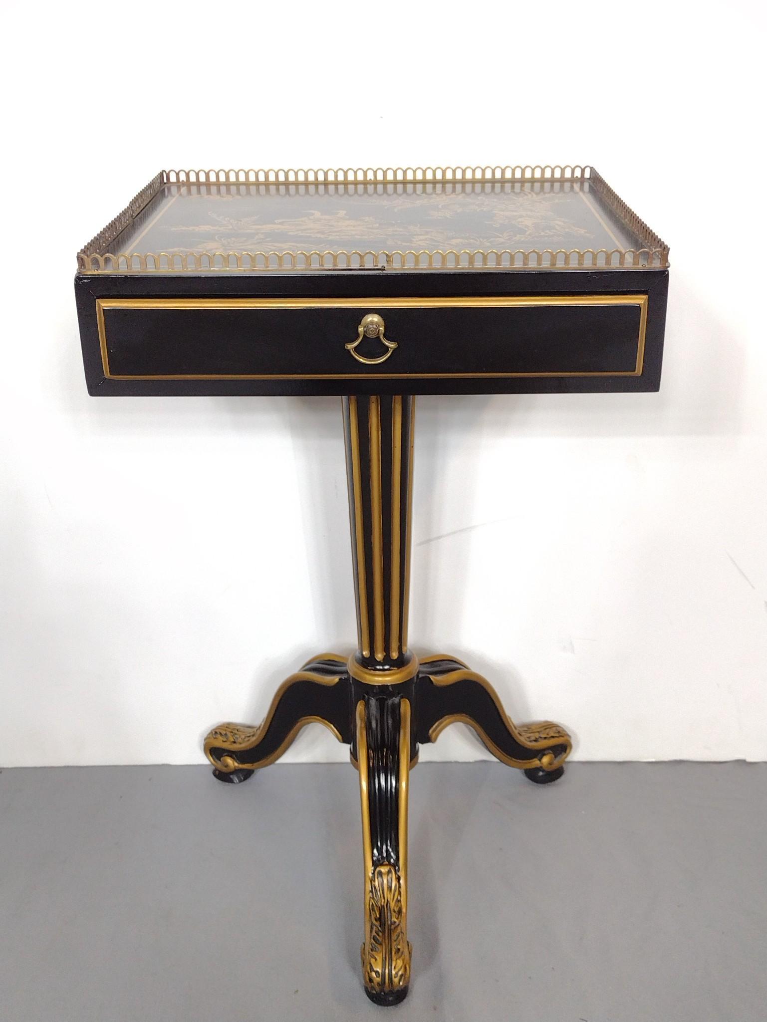 Small Painted Stand With Brass Gallery (1 of 6)