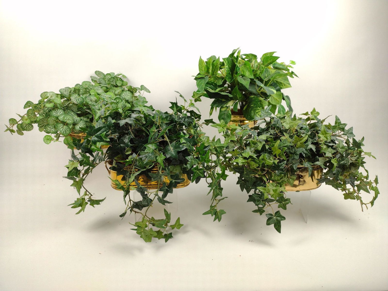4 Pcs Brass Planters with Artificial Ivy (1 of 1)