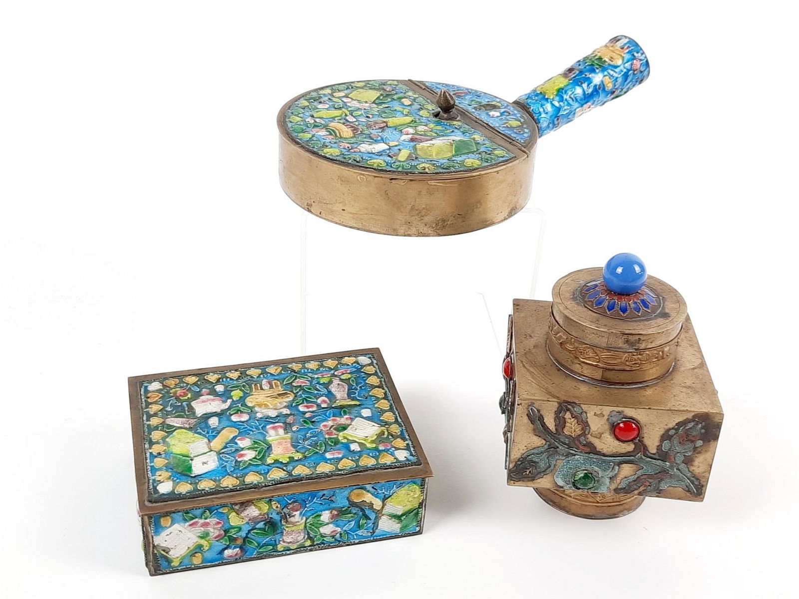 3 Pcs Chinese Cloisonne incl Crumb Catcher (1 of 3)