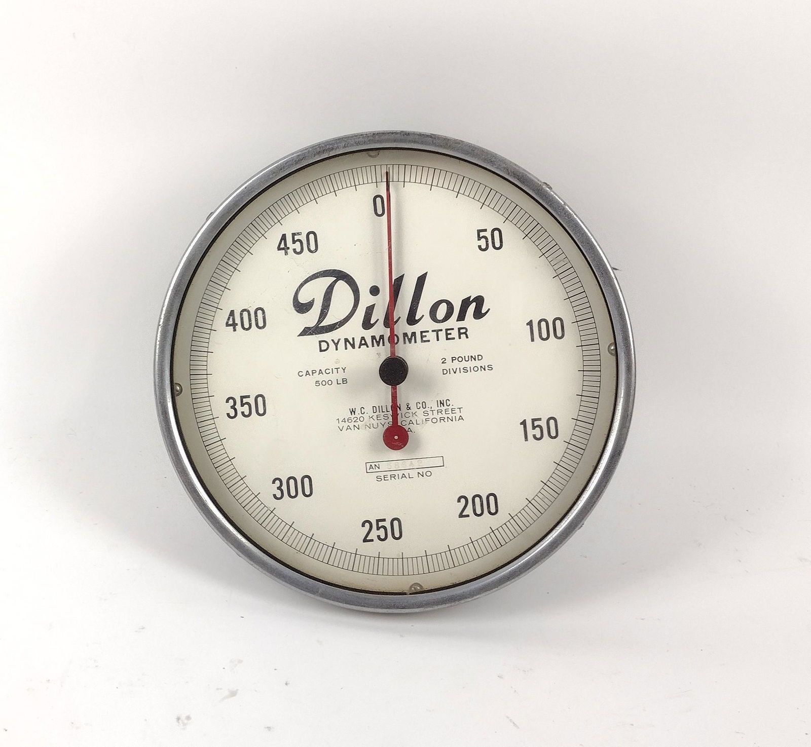 Dillon Dynamometer: Serial No. 58642. MEG IMPORTANT: Before bidding, please read the terms and conditions. When you registered for the auction you agreed to these terms and will be required to comply with them.