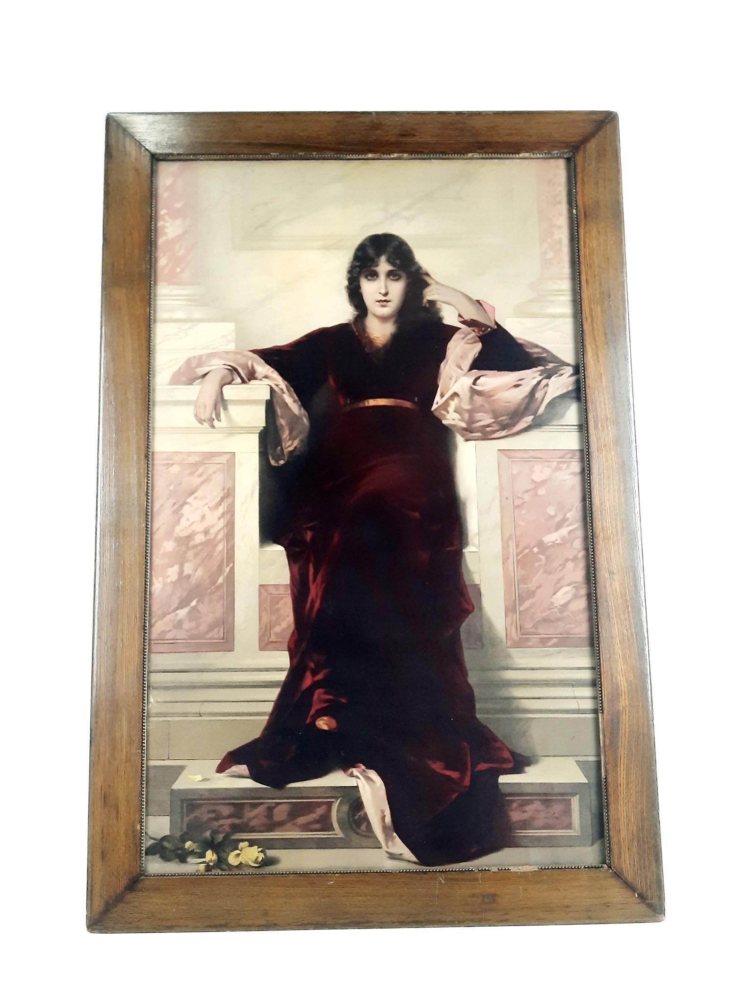 Ethel Seath Women in Red Velvet Dress Antique Print (1 of 2)