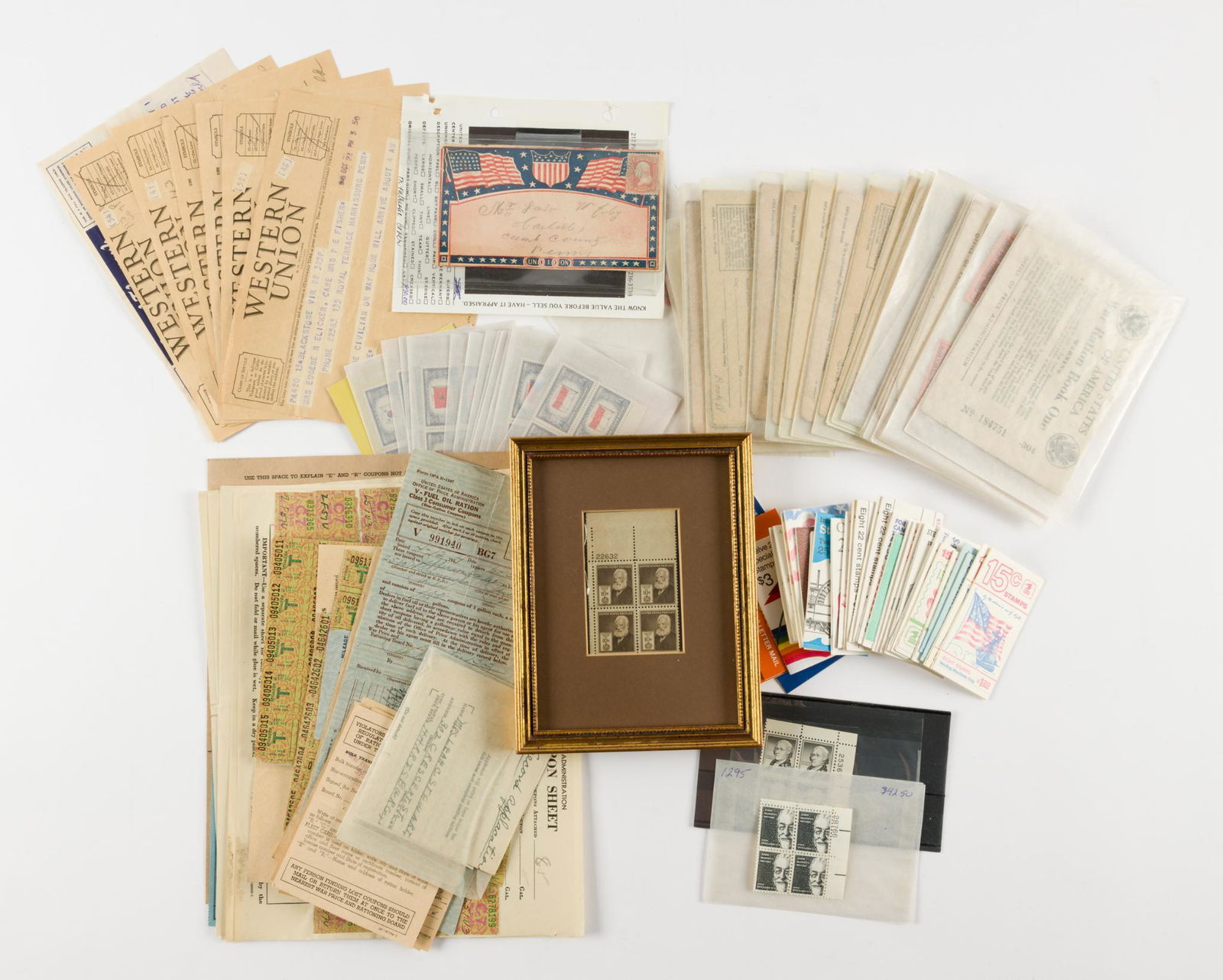 US Plate Blocks Incl. #s 893, 1053 and 1225 and Ration Stamps (1 of 9)