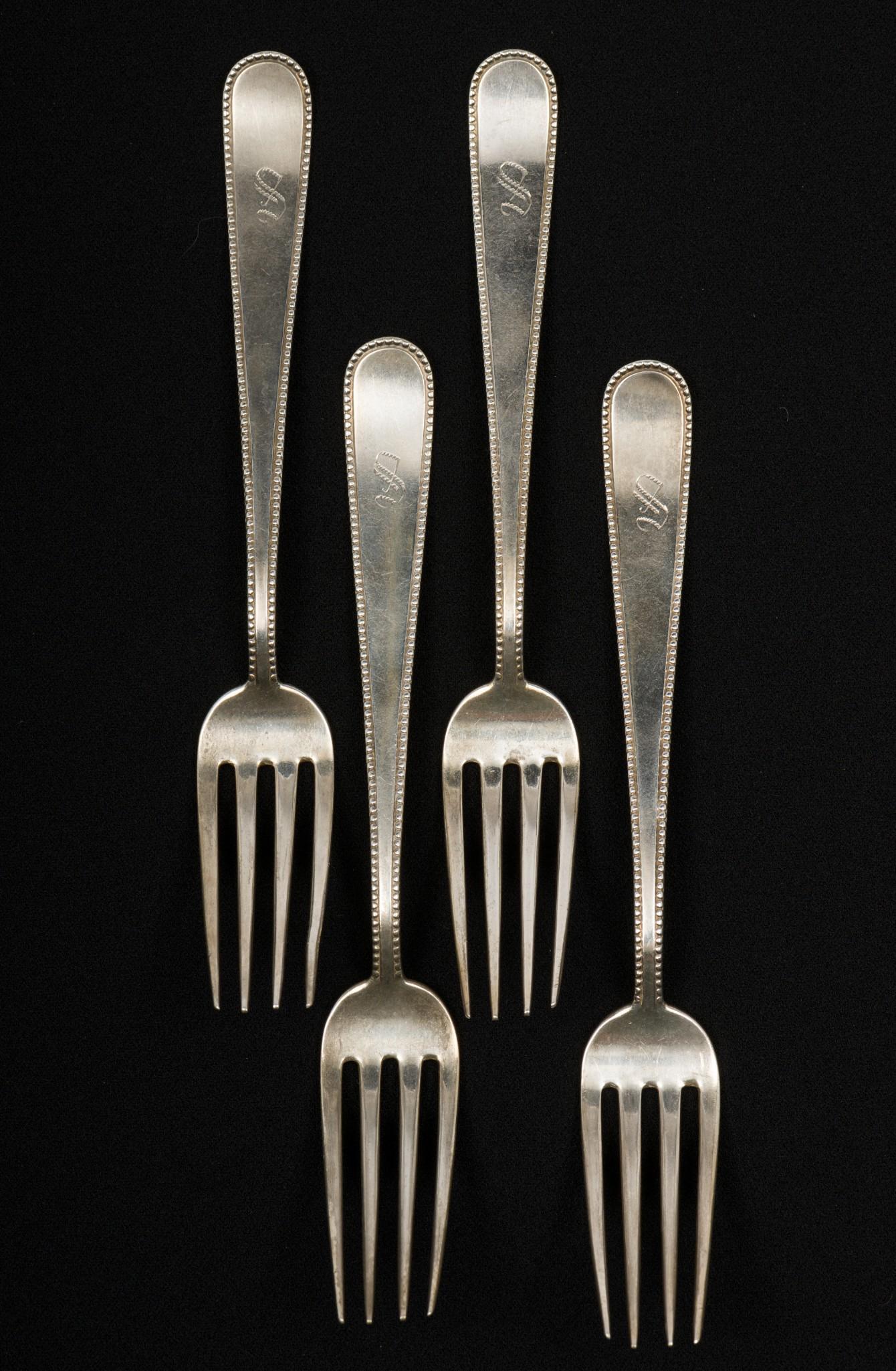 4 Monogrammed Davis & Galt Sterling Forks (1 of 5)