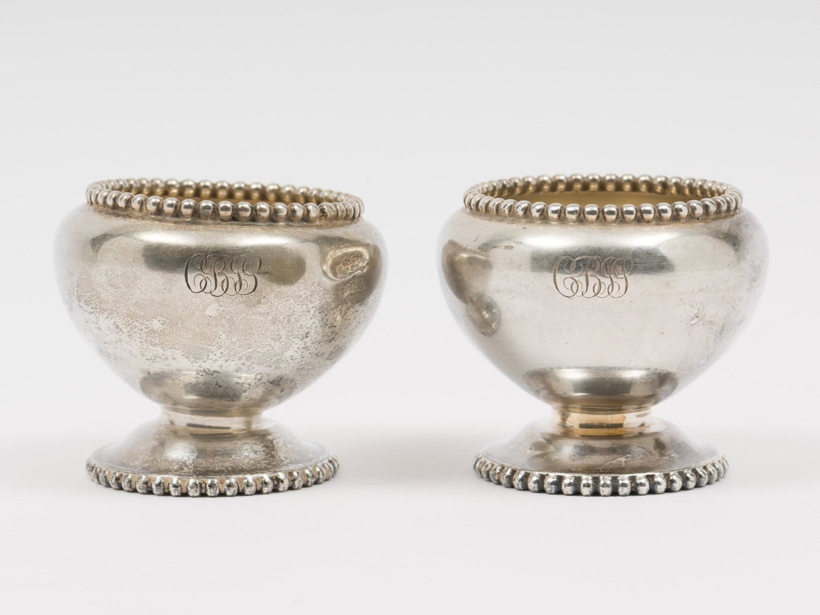 Pr S. Kirk & Son Monogrammed Sterling Salts (1 of 4)