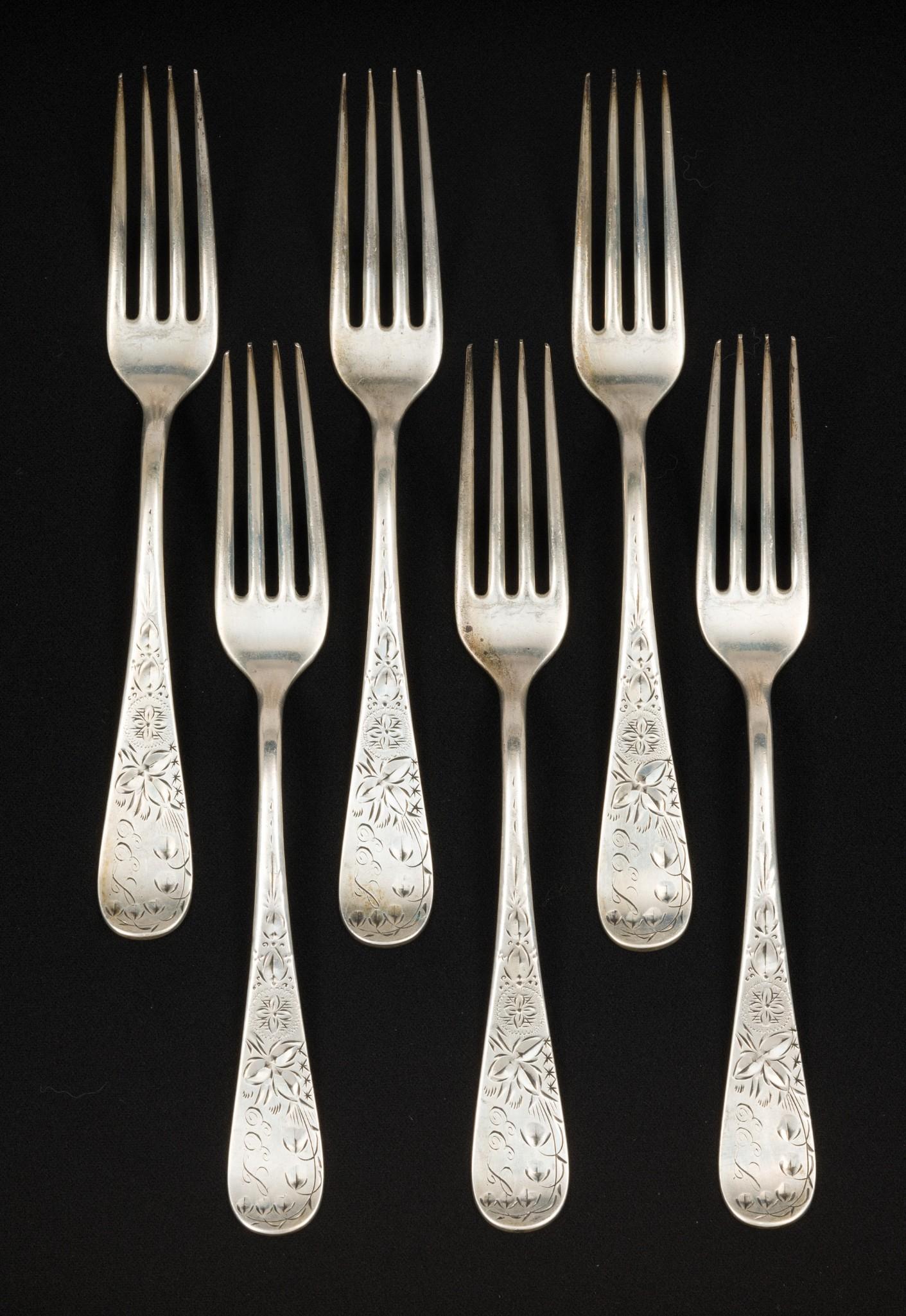 6 Towle Silversmiths Sterling Monogrammed Forks (1 of 5)