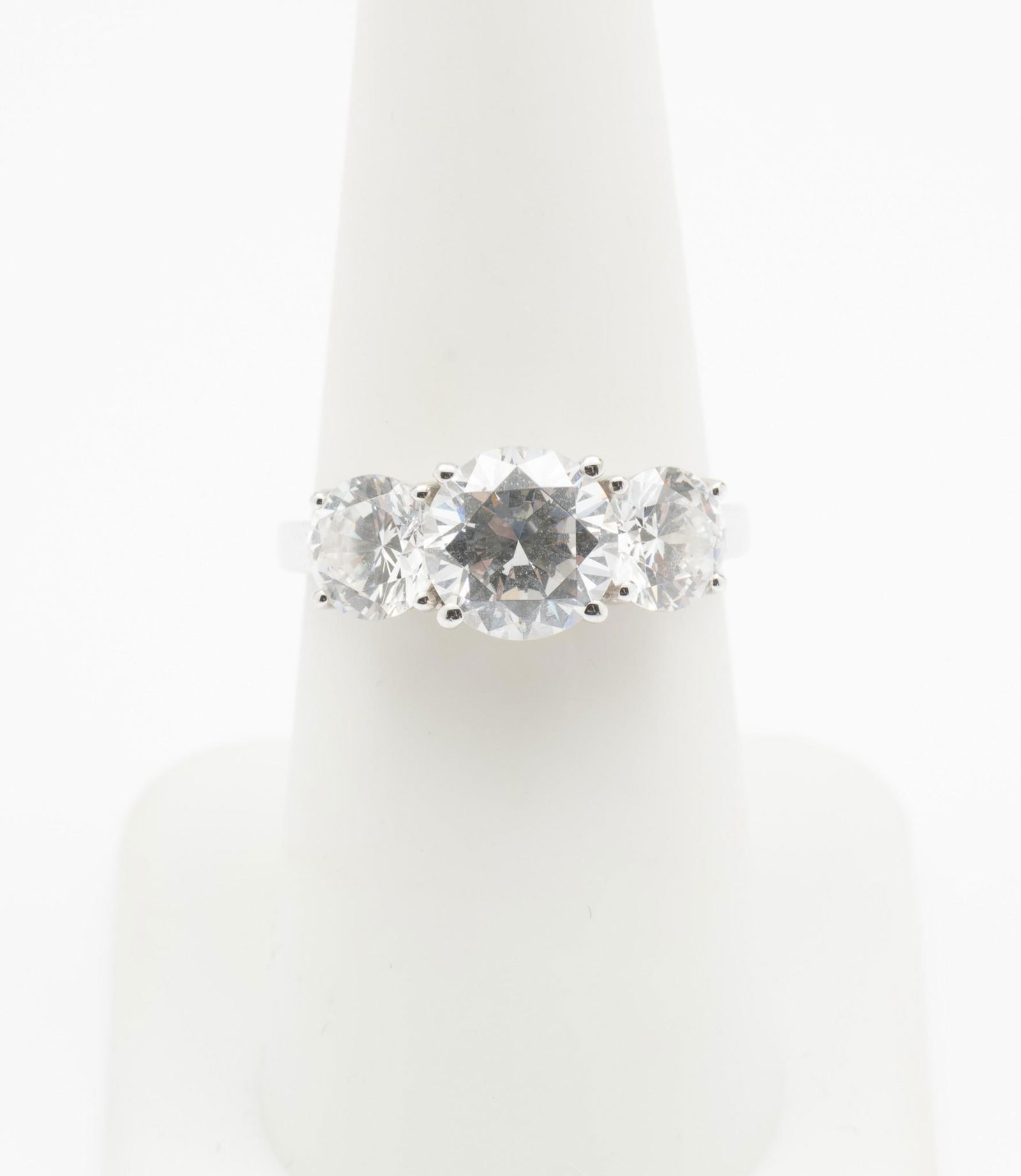 14k White Gold And CZ 3-Stone Ring (1 of 4)