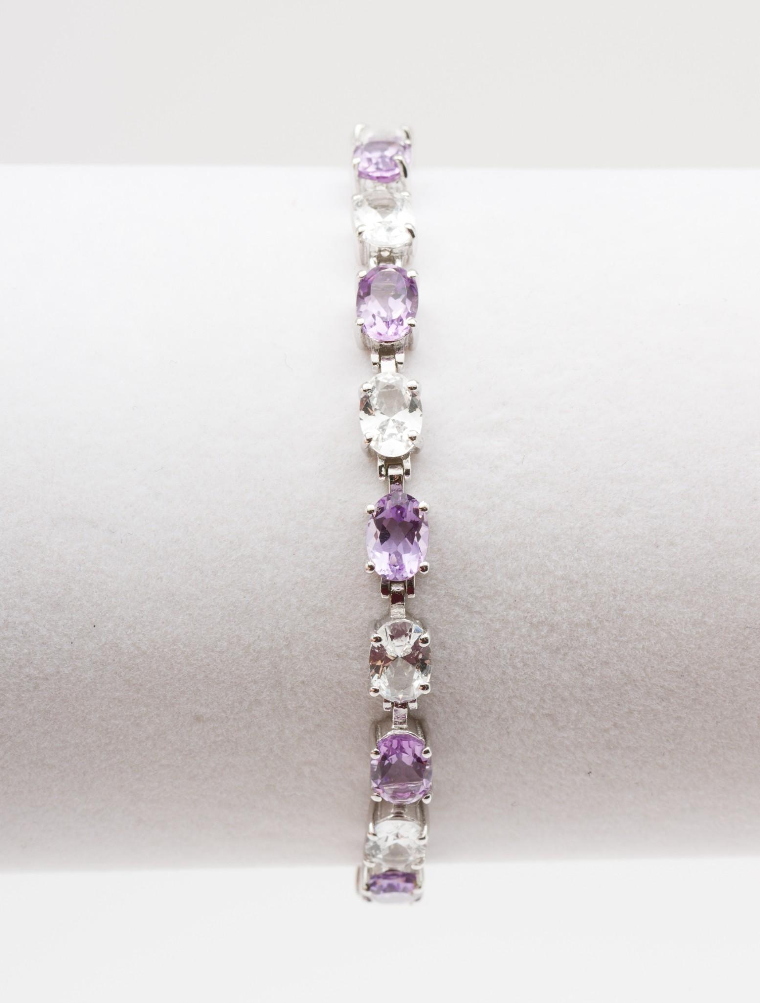 Sterling Amethyst & Clear Quartz Tennis Bracelet (1 of 4)