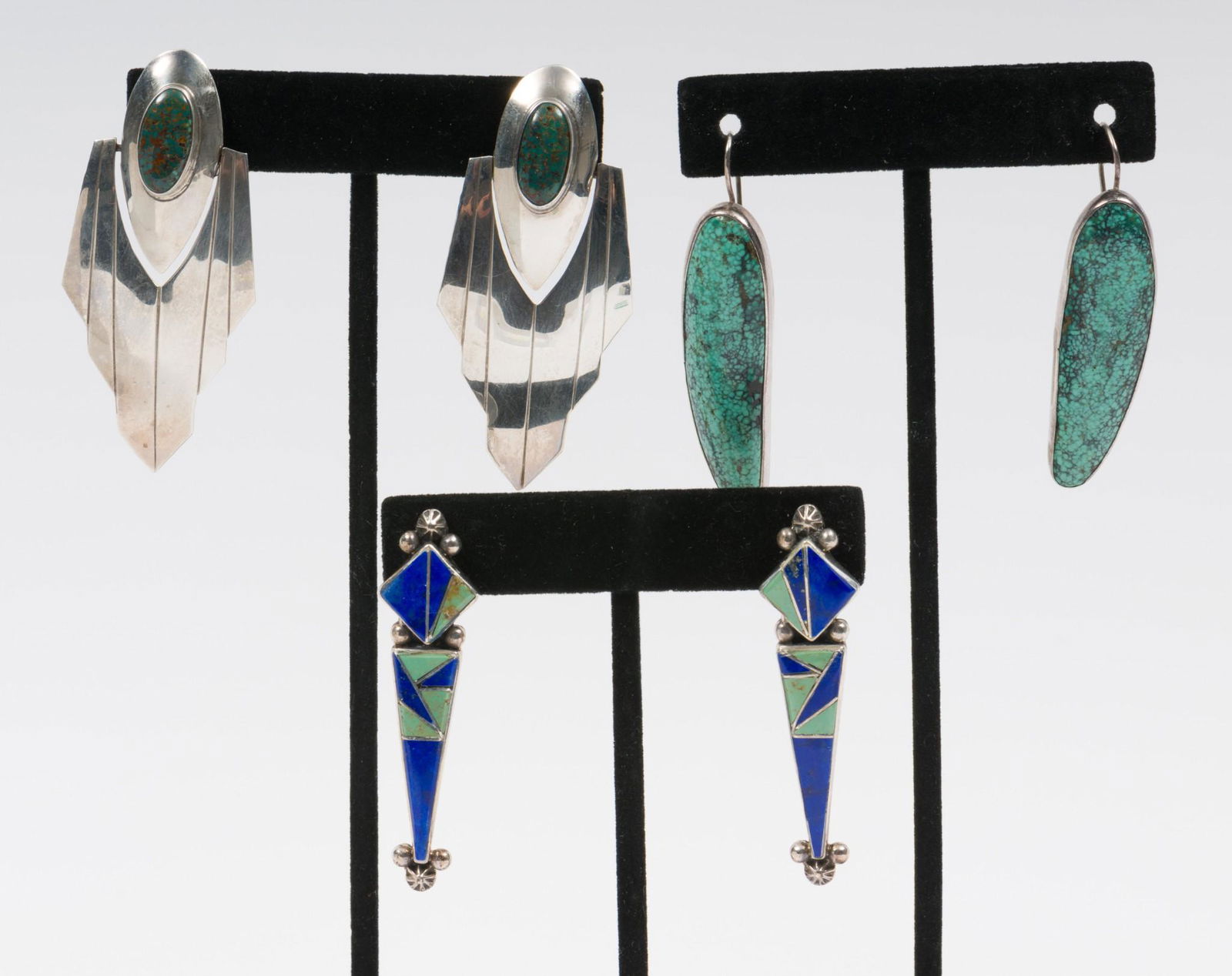 3 Pairs Of Signed Navajo Sterling Earrings incl Murray Jackson (1 of 10)