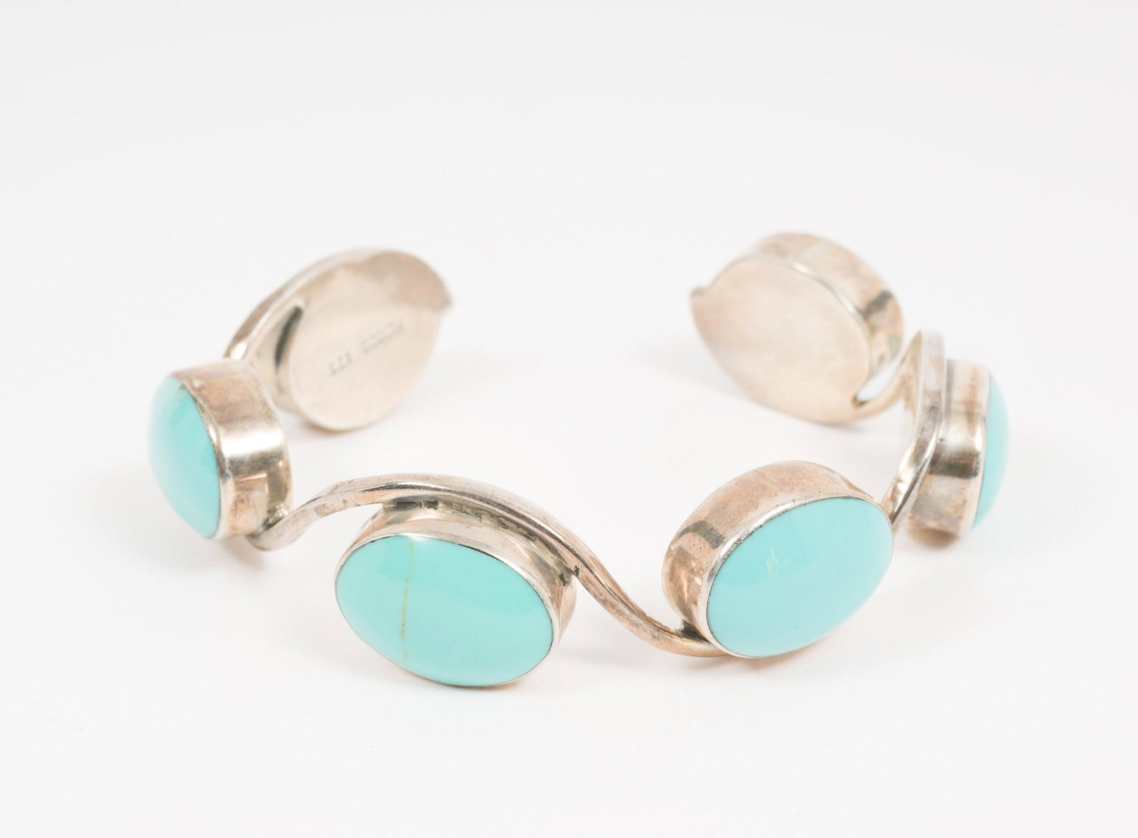 Mexican Sterling And Turquoise Cuff Bracelet (1 of 2)