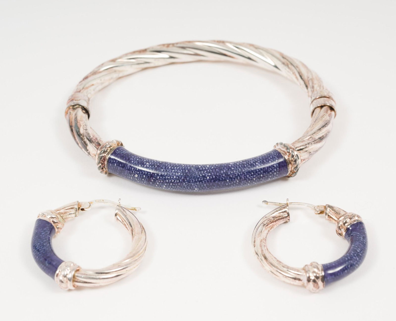 Milor Sterling And Enamel Earrings And Bangle (1 of 6)