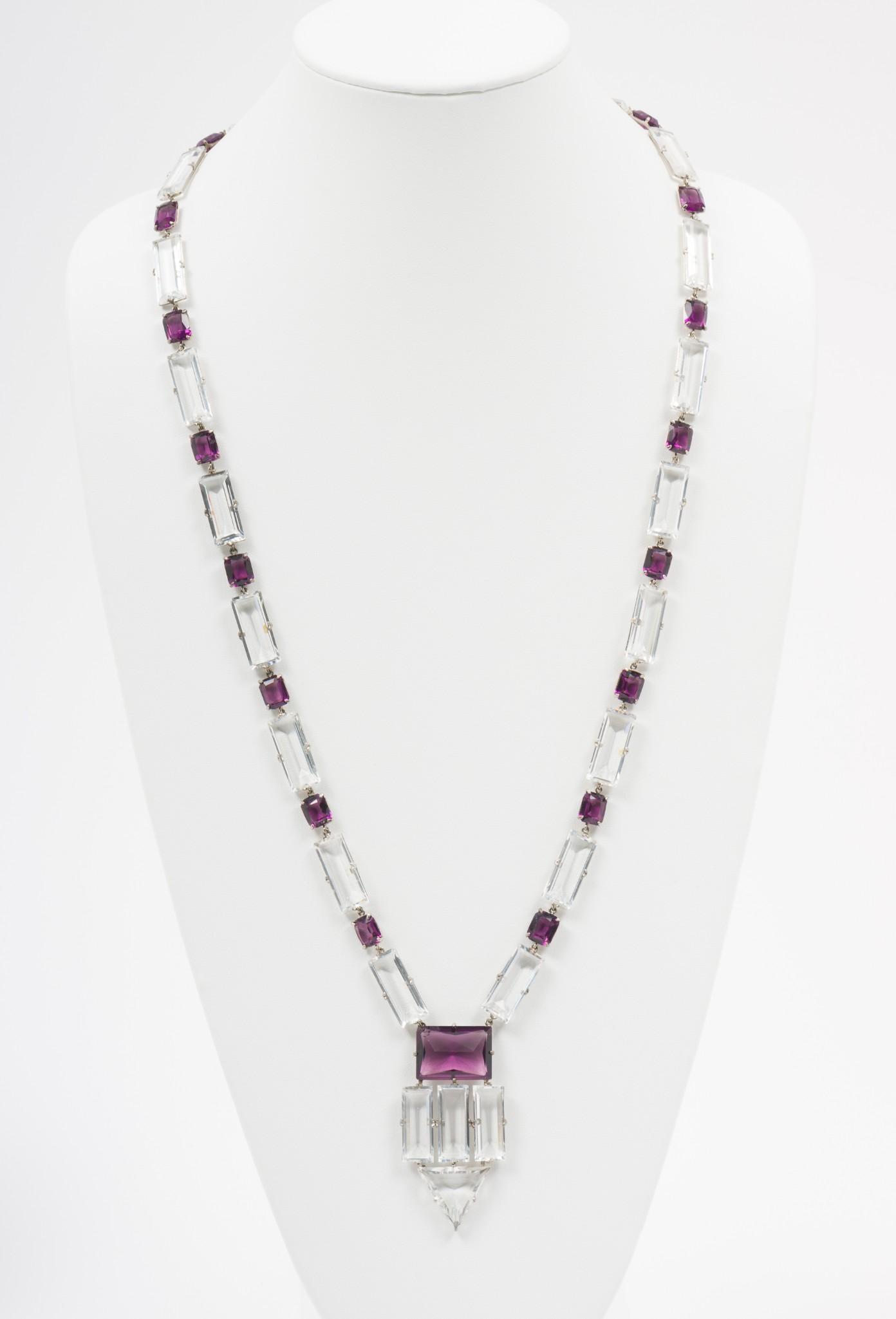 Vintage Sterling And Glass Art Deco Necklace (1 of 3)