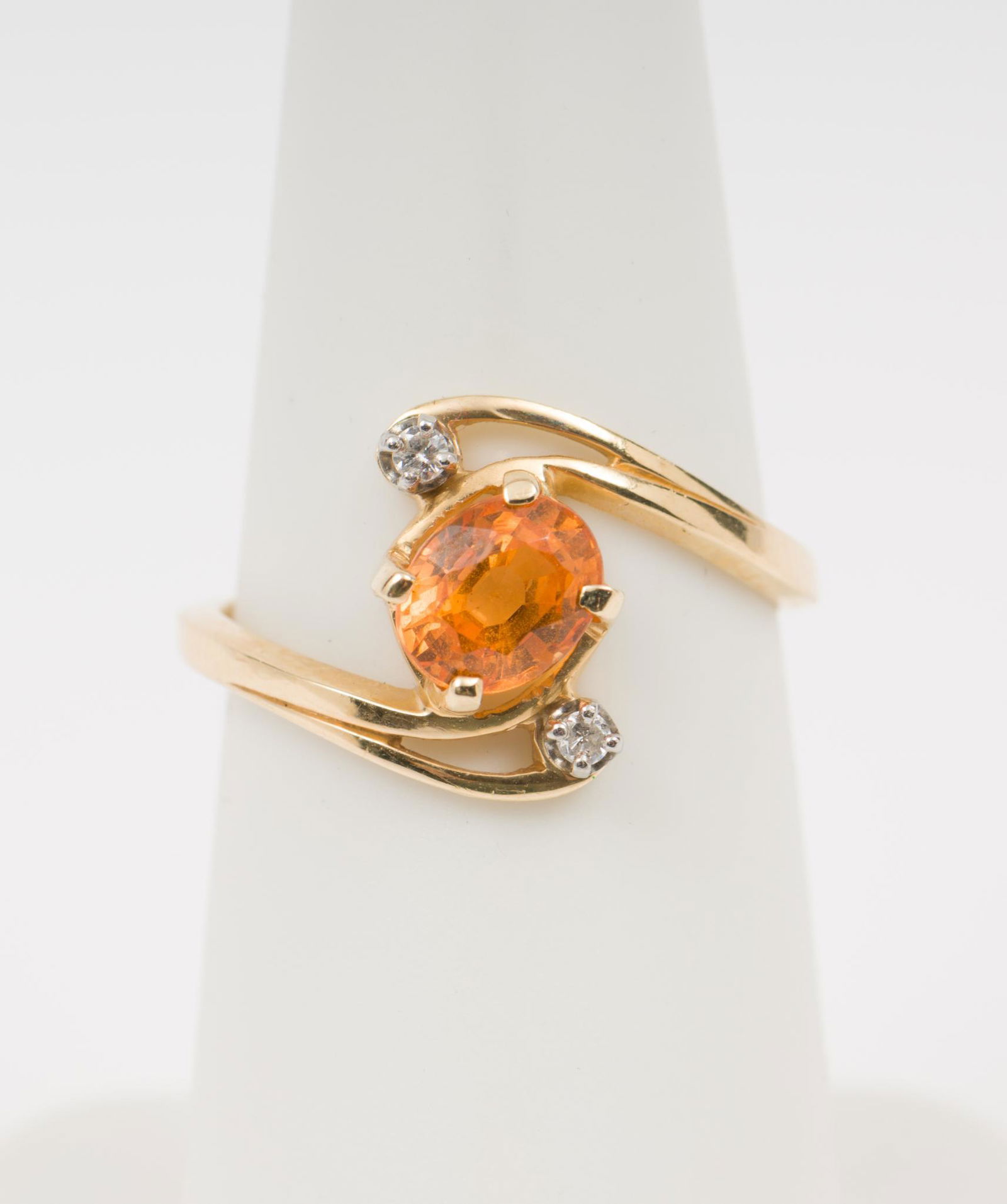 14k Gold , Orange Sapphire, and Diamond Ring (1 of 4)