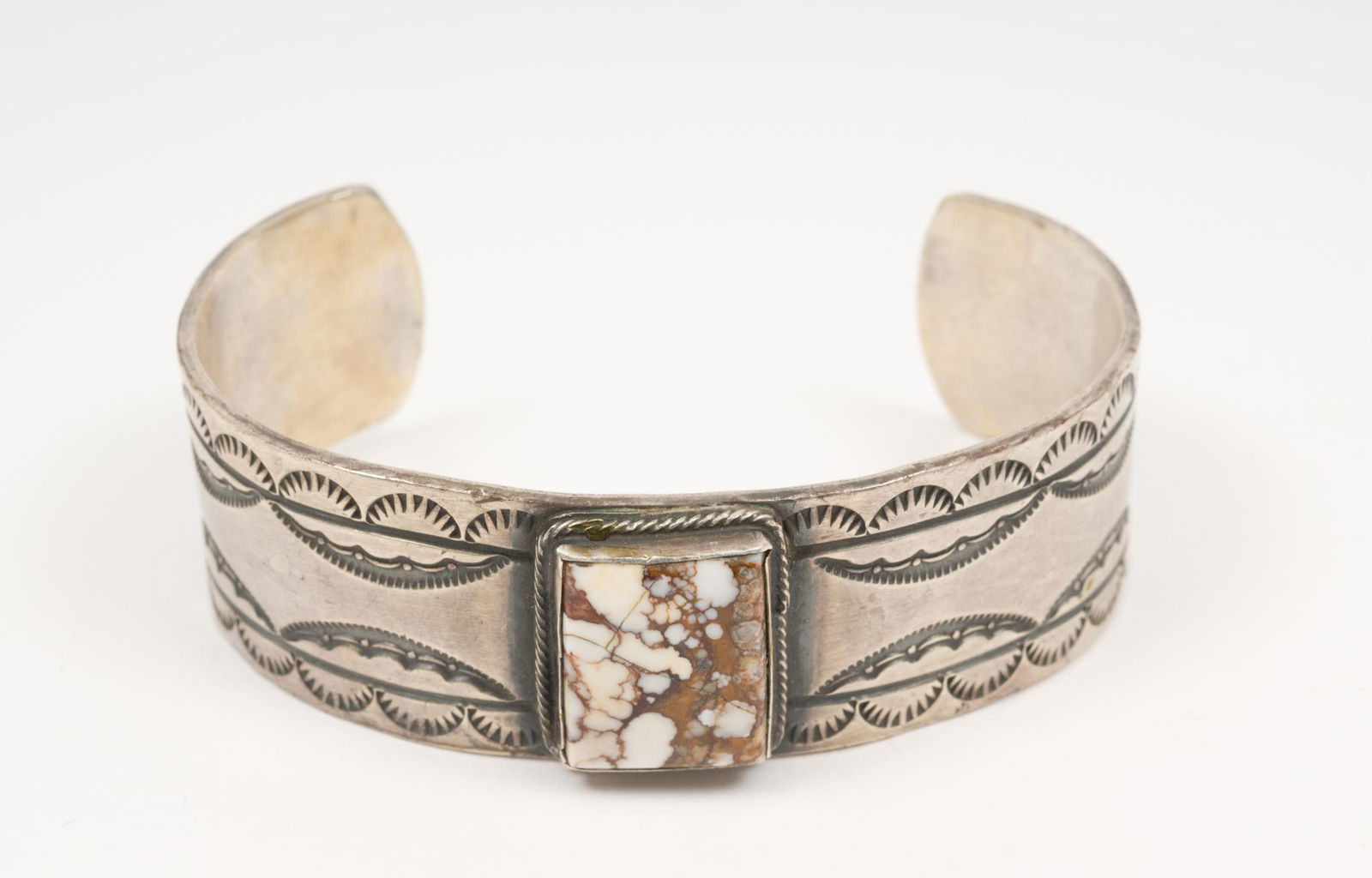 Robert Johnson Navajo Sterling And Jasper Cuff Bracelet (1 of 3)