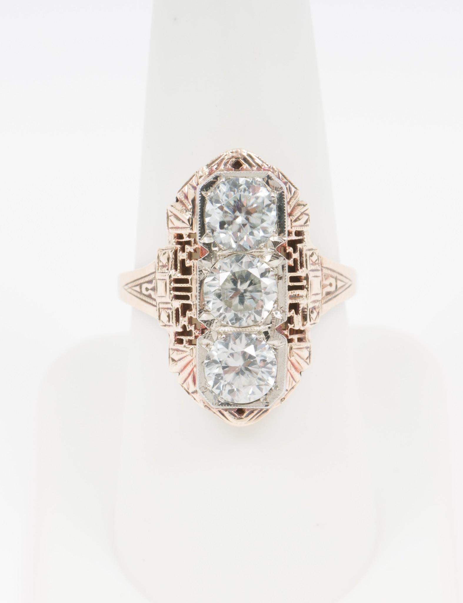 Antique 10k Gold And Rhinestone Cocktail Ring (1 of 4)