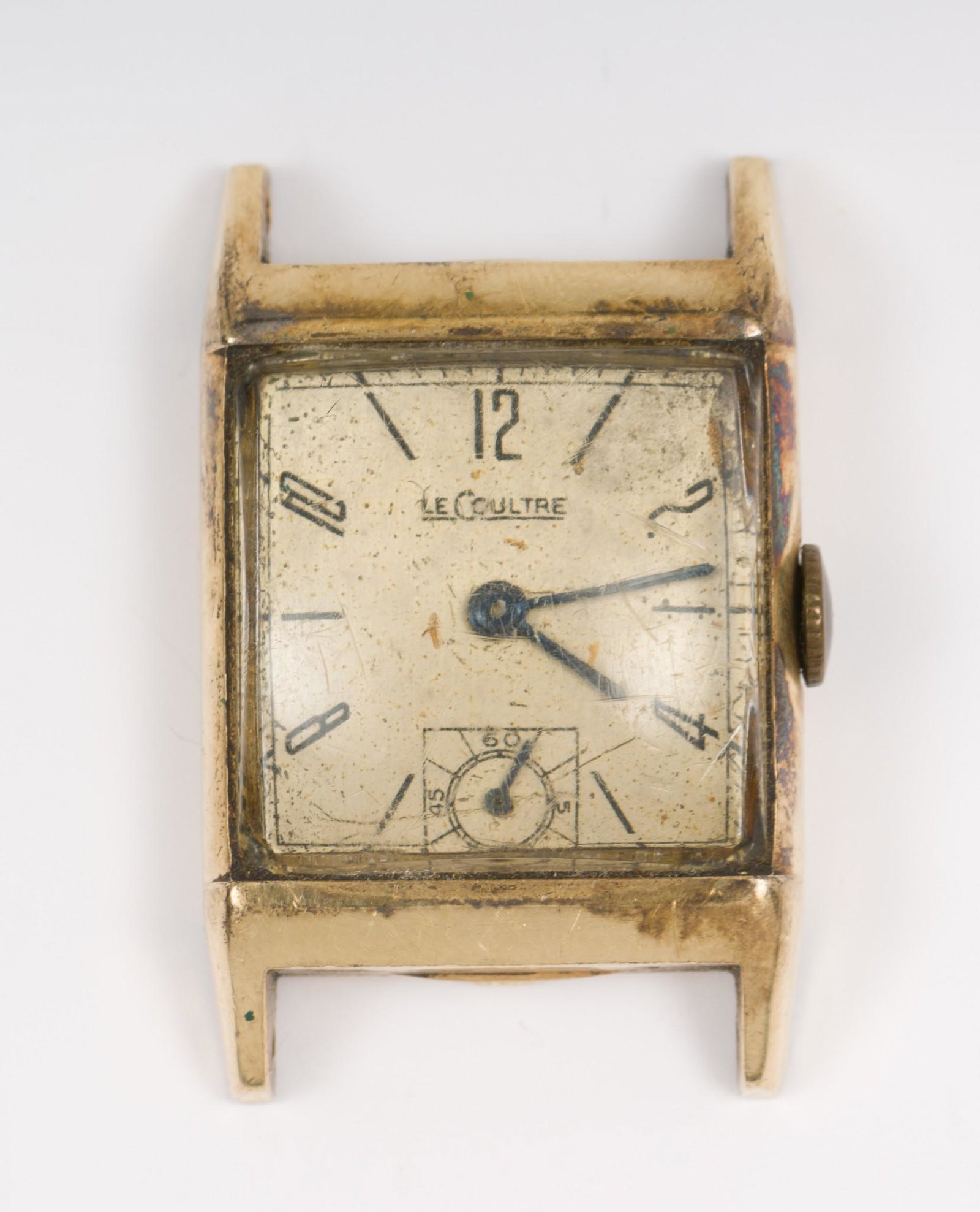 Vintage 14K LeCoulture 17J Wrist Watch: Serial number 137435. Case with crystal 8.1dwt. 1-3/8" lug to lug. Runs, starts and stops. AJ/MH IMPORTANT: Before bidding, please read the terms and conditions. When you registered for the auction yo