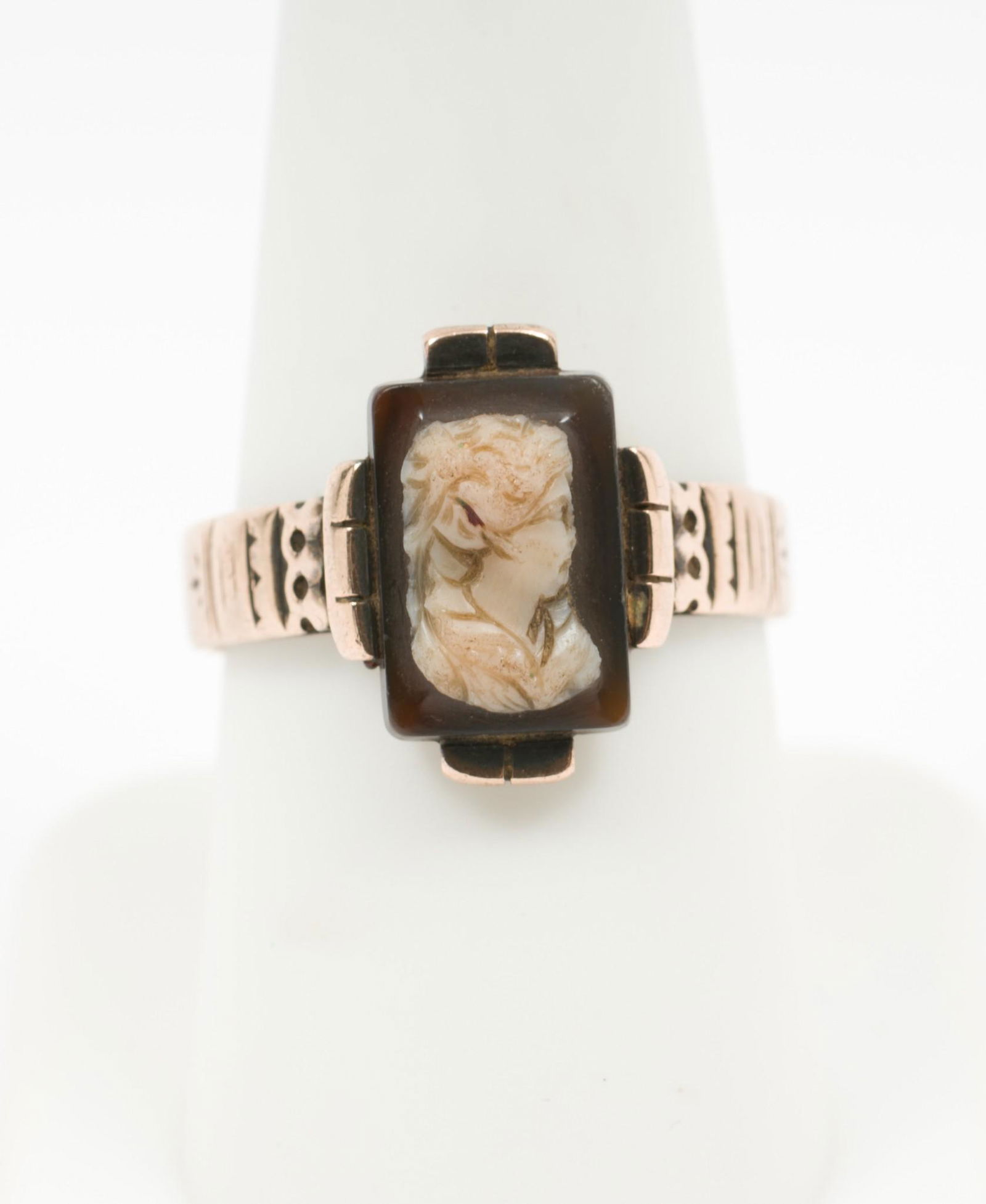 Victorian 10K Hardstone Cameo Ring (1 of 4)
