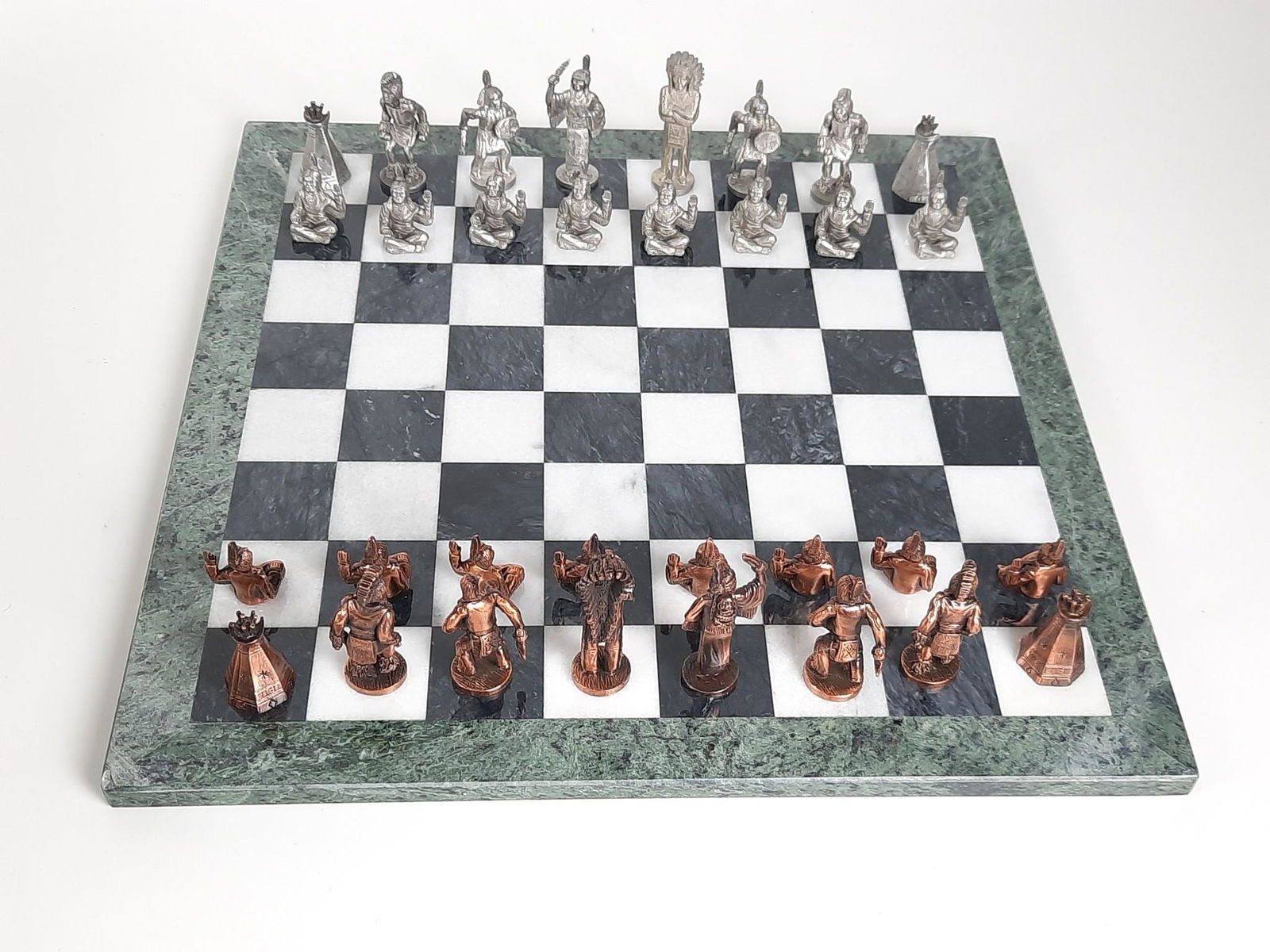 Native American Hardstone and Pewter Chess Set (1 of 7)