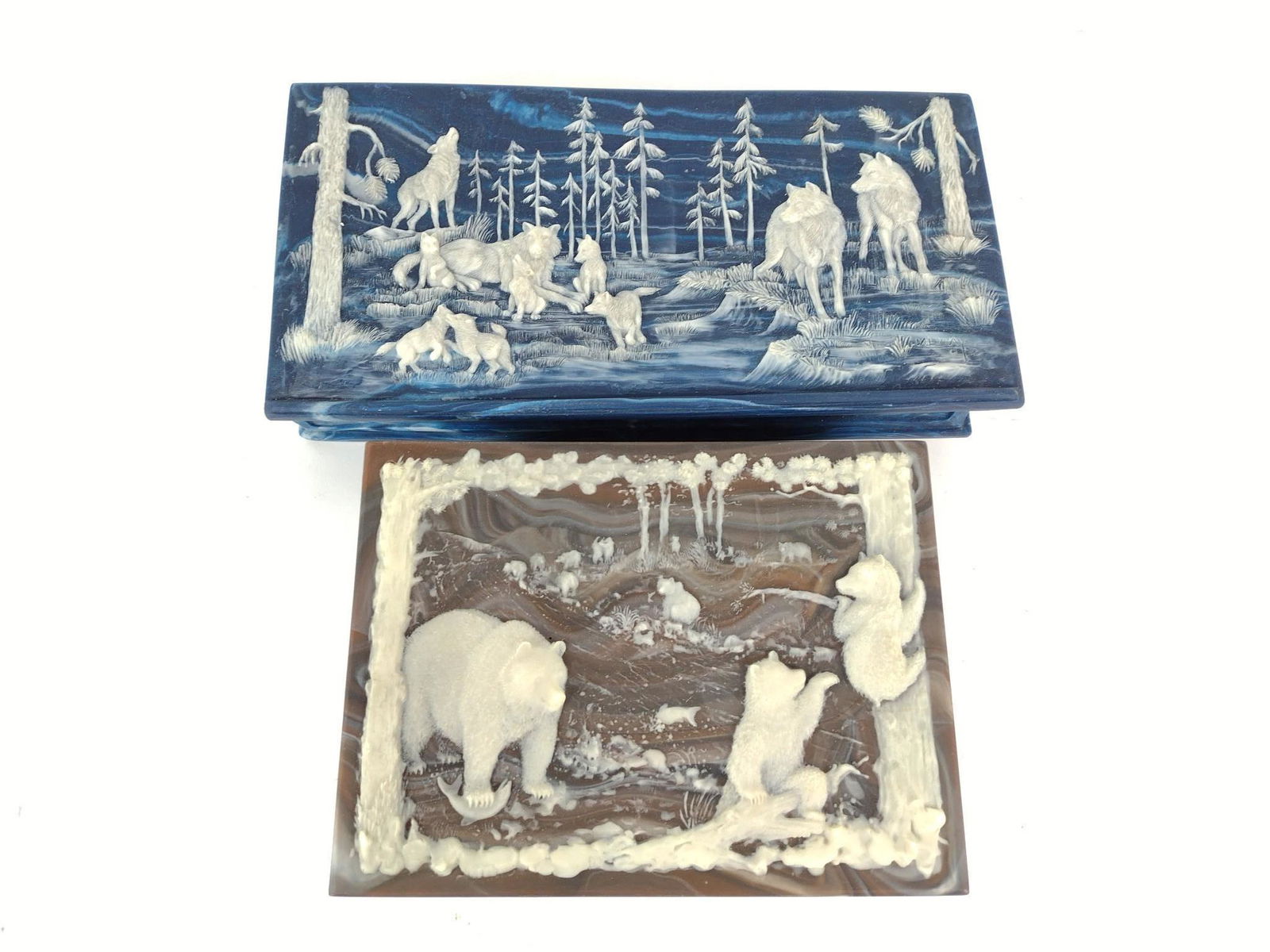 2 Incolay Stone Boxes with Animals (1 of 4)
