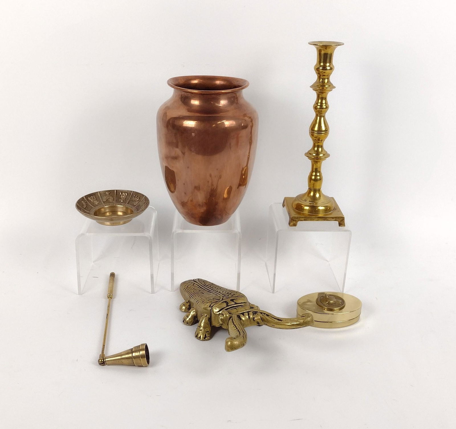 6 Pcs Copper and Brass incl Candlestick (1 of 12)