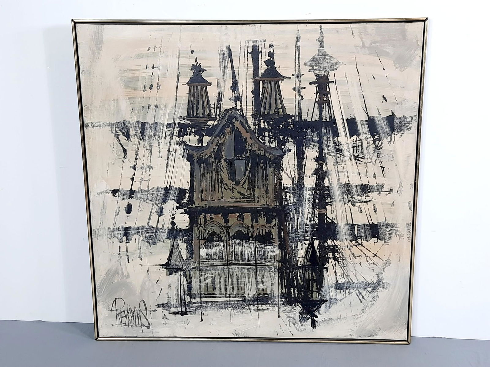 Lee Reynolds MCM "Ghost Ship" Oversized Painting (1 of 3)