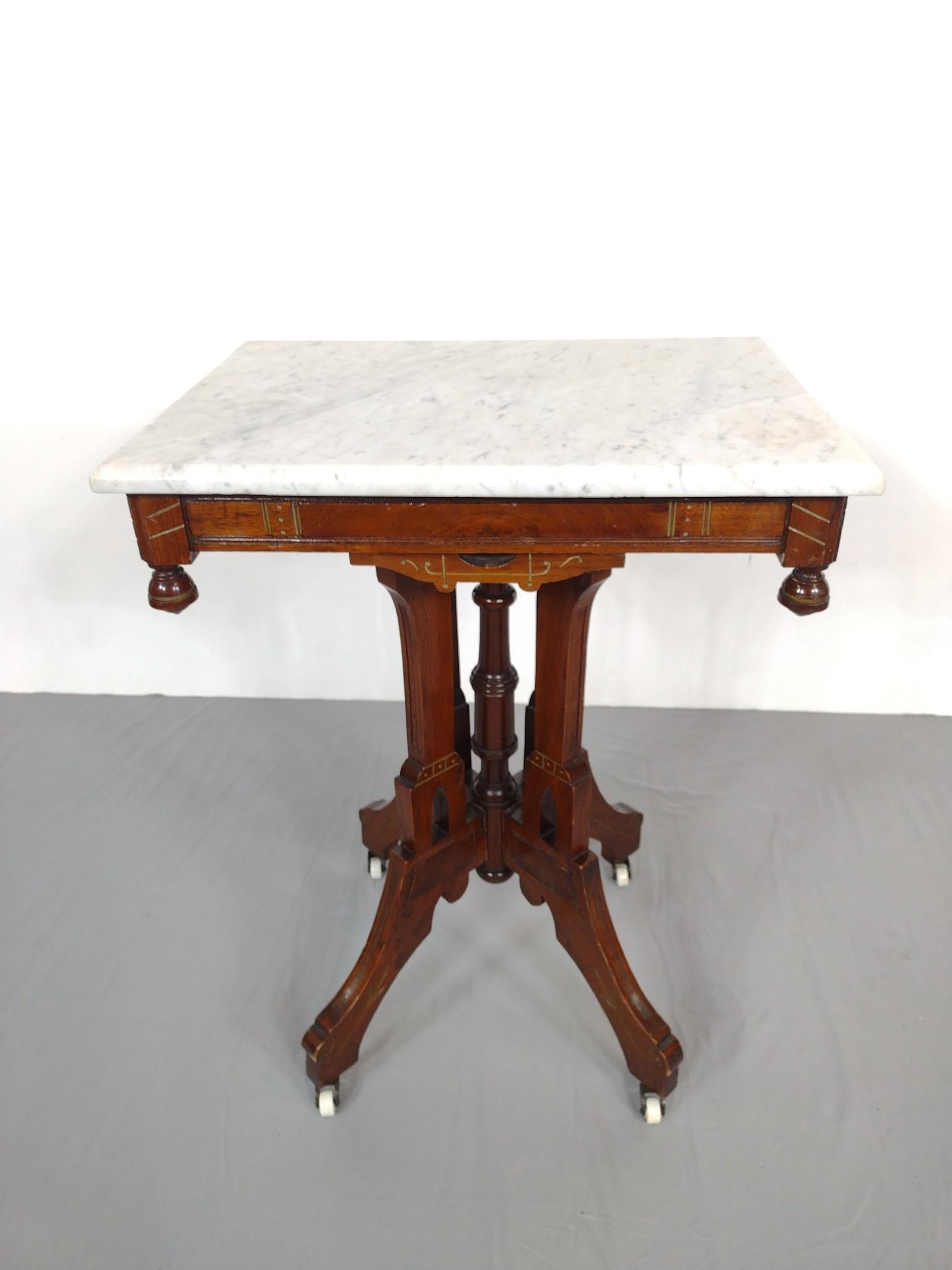Victorian Antique Oak Marble Top Table (1 of 5)