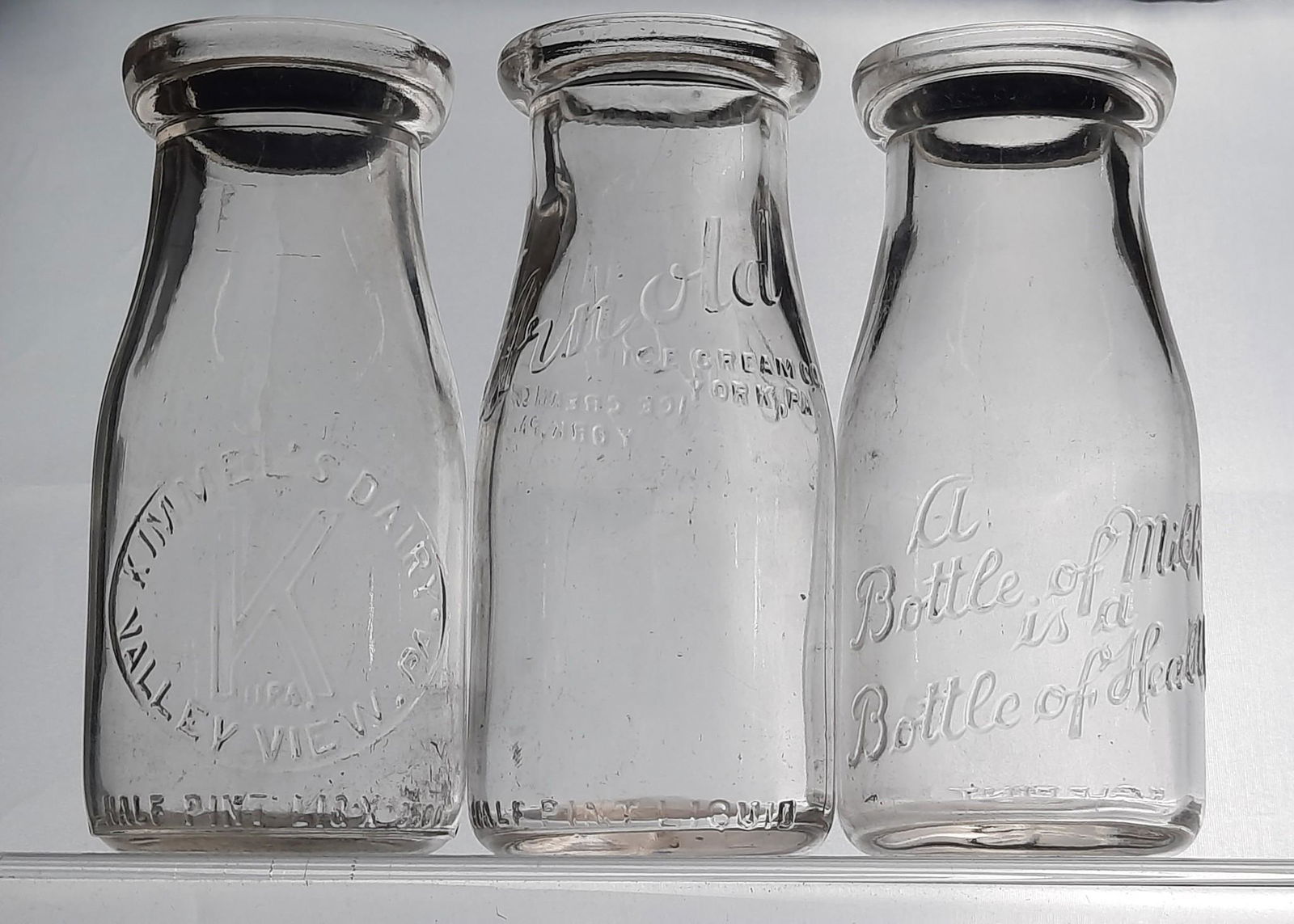 3 Half Pint Milk Bottles incl Arnold Ice Cream Co York, PA (1 of 4)