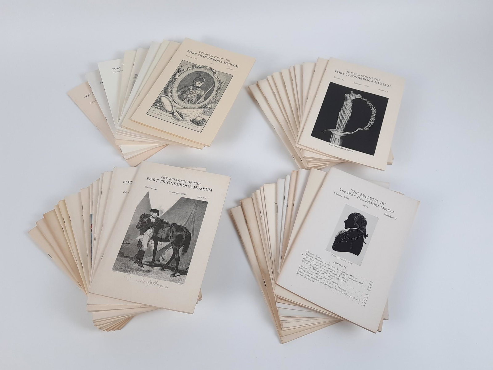 49 Issues of Ft. Ticonderoga Museum Bulletin (1927-2000): Minor folds in paper. LR IMPORTANT: Before bidding, please read the terms and conditions. When you registered for the auction you agreed to these terms and will be required to comply with them.