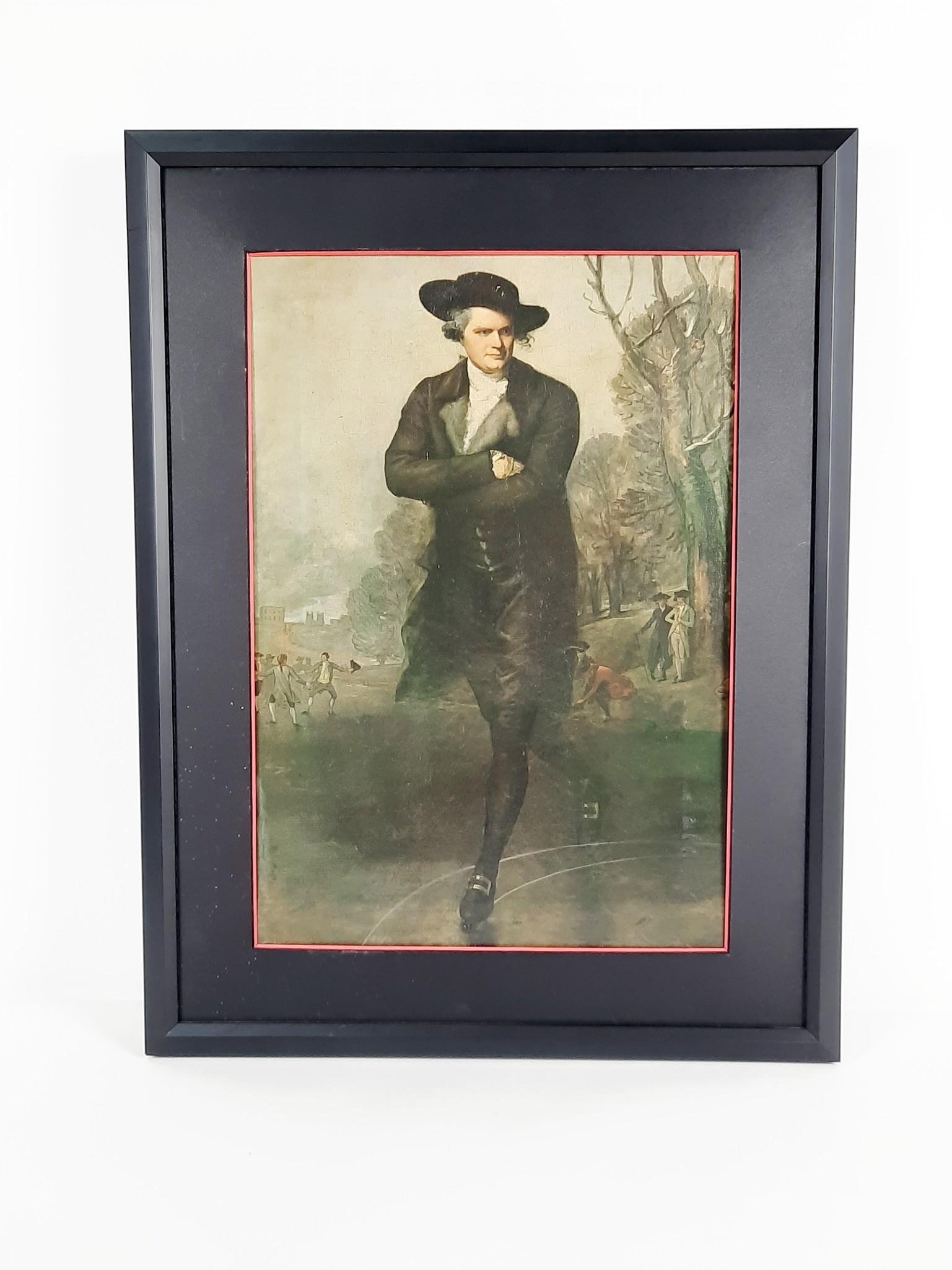 Gilbert Stuart "The Skater" Print on Canvas: Overall with frame 26" high x 20" wide. LR IMPORTANT: Before bidding, please read the terms and conditions. When you registered for the auction you agreed to these terms and will be required to comply