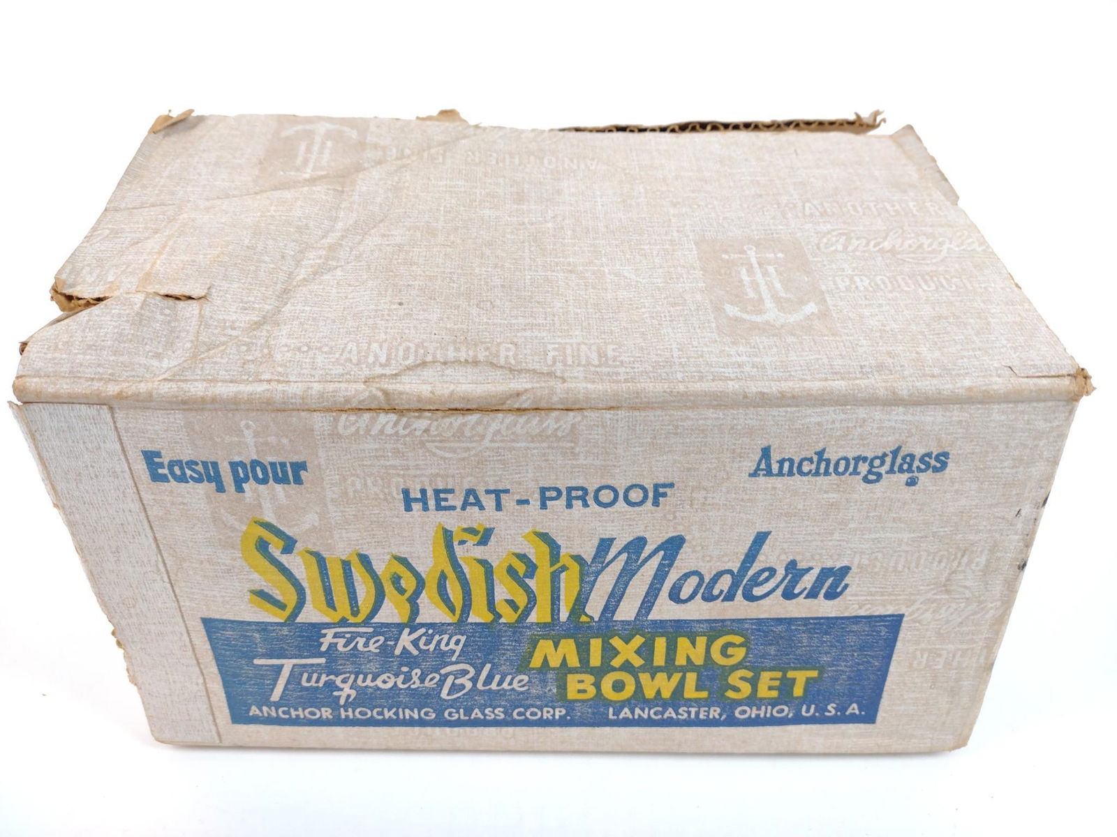 4 Pcs Fire King Swedish Modern Turquoise Blue Bowls (1 of 5)