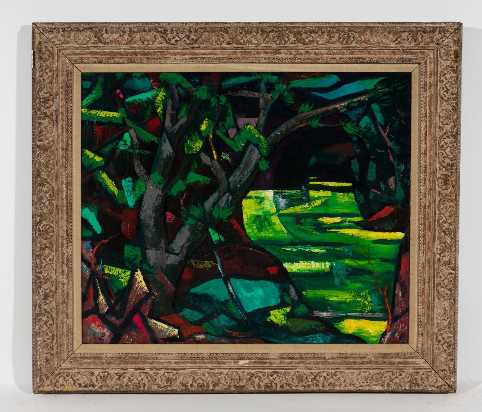 The Bridge, 1944: DESCRIPTION: "The Bridge", 1944. Revington Arthur (American, 1908-1986). Oil on canvas. Signed lower left. Exhibited: Arnot Art Gallery; Joseph Luyber Galleries. MEASUREMENTS: 25-1/2" high by 30-1/2" 