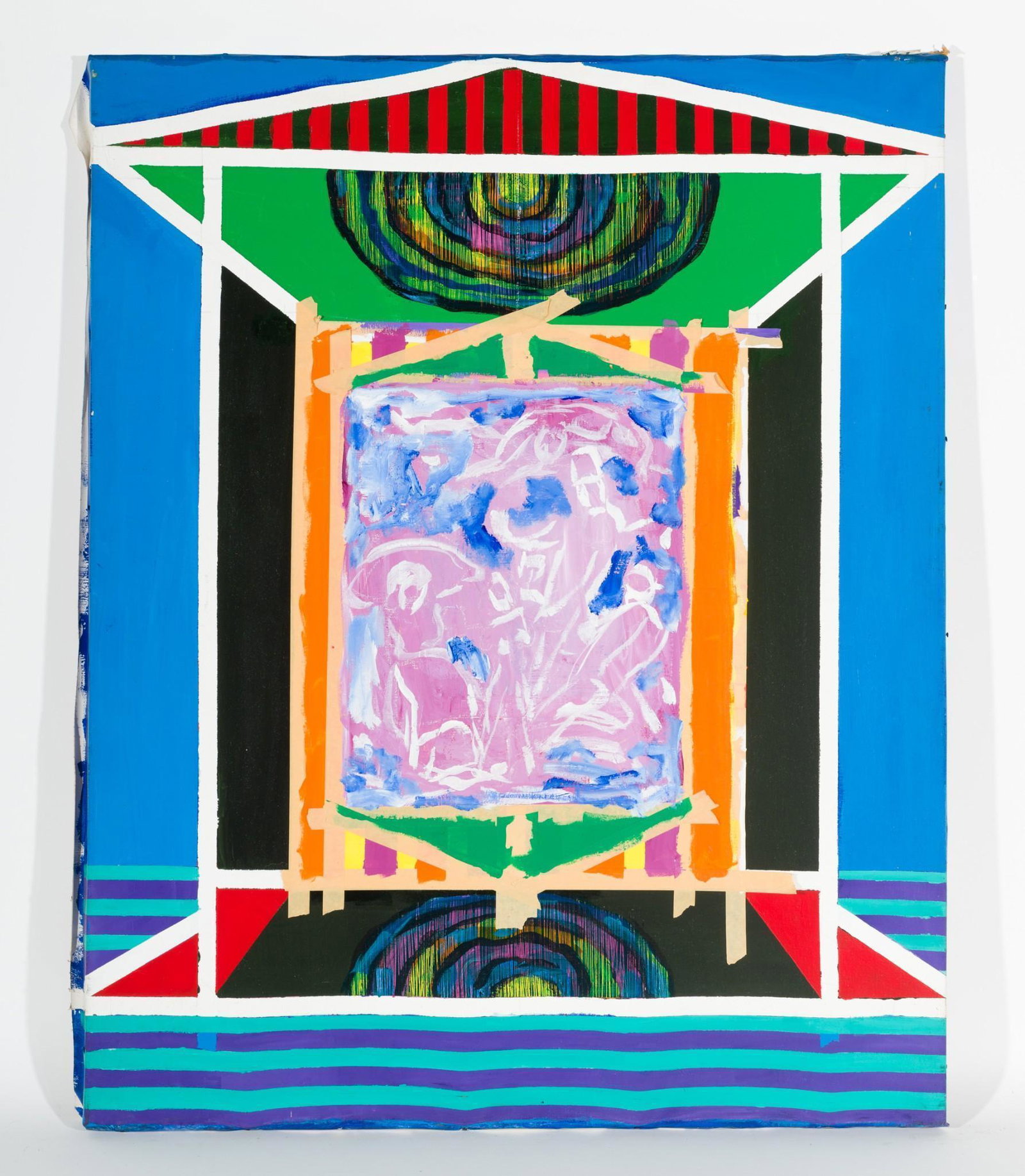 Lively Tomb: DESCRIPTION: "Lively Tomb." Revington Arthur (American, 1908-1986). Oil on canvas. Unsigned. MEASUREMENTS: 40" high by 32" wide. CONDITION: Unframed. AJ Revington Arthur was born in Stamford, CT, and 