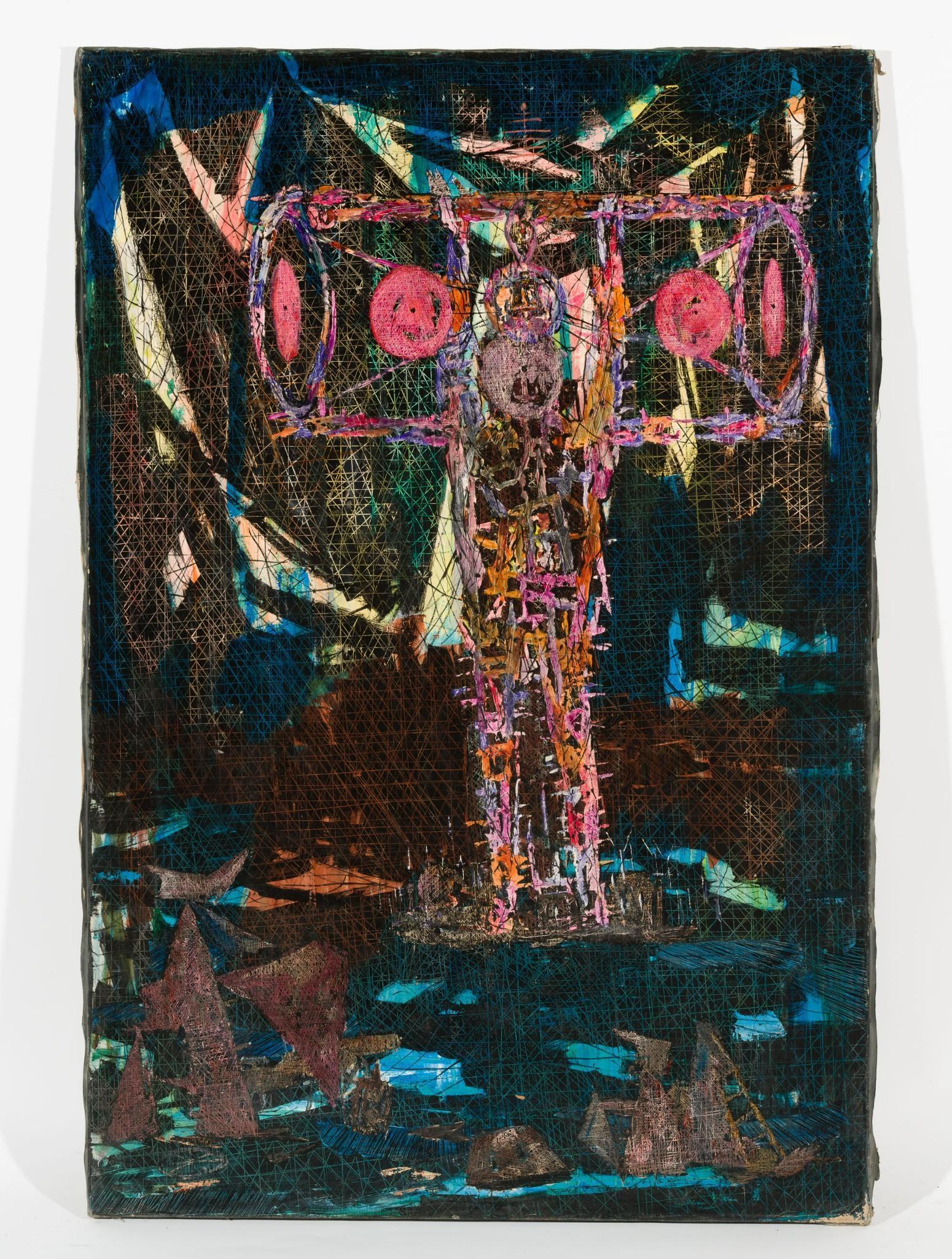 Sgraffito Composition with Astronaut (1 of 2)