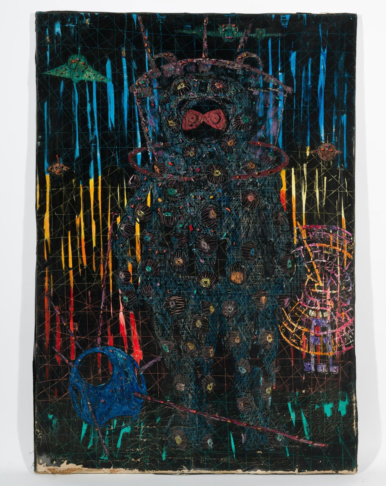 Sgraffito Composition with Astronaut (1 of 3)