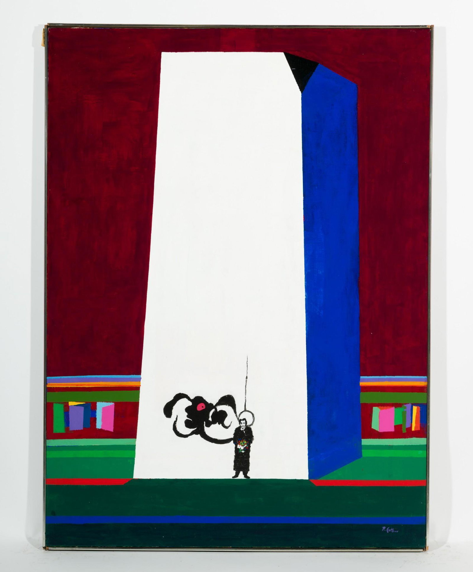 Goodbye My Lovers 1976: DESCRIPTION: "Goodbye My Lovers". Revington Arthur (American, 1908-1986) 1976. Acrylic on canvas. Signed lower right. MEASUREMENTS: 60" high by 44" wide. CONDITION: Unframed. Light abrasions around ed