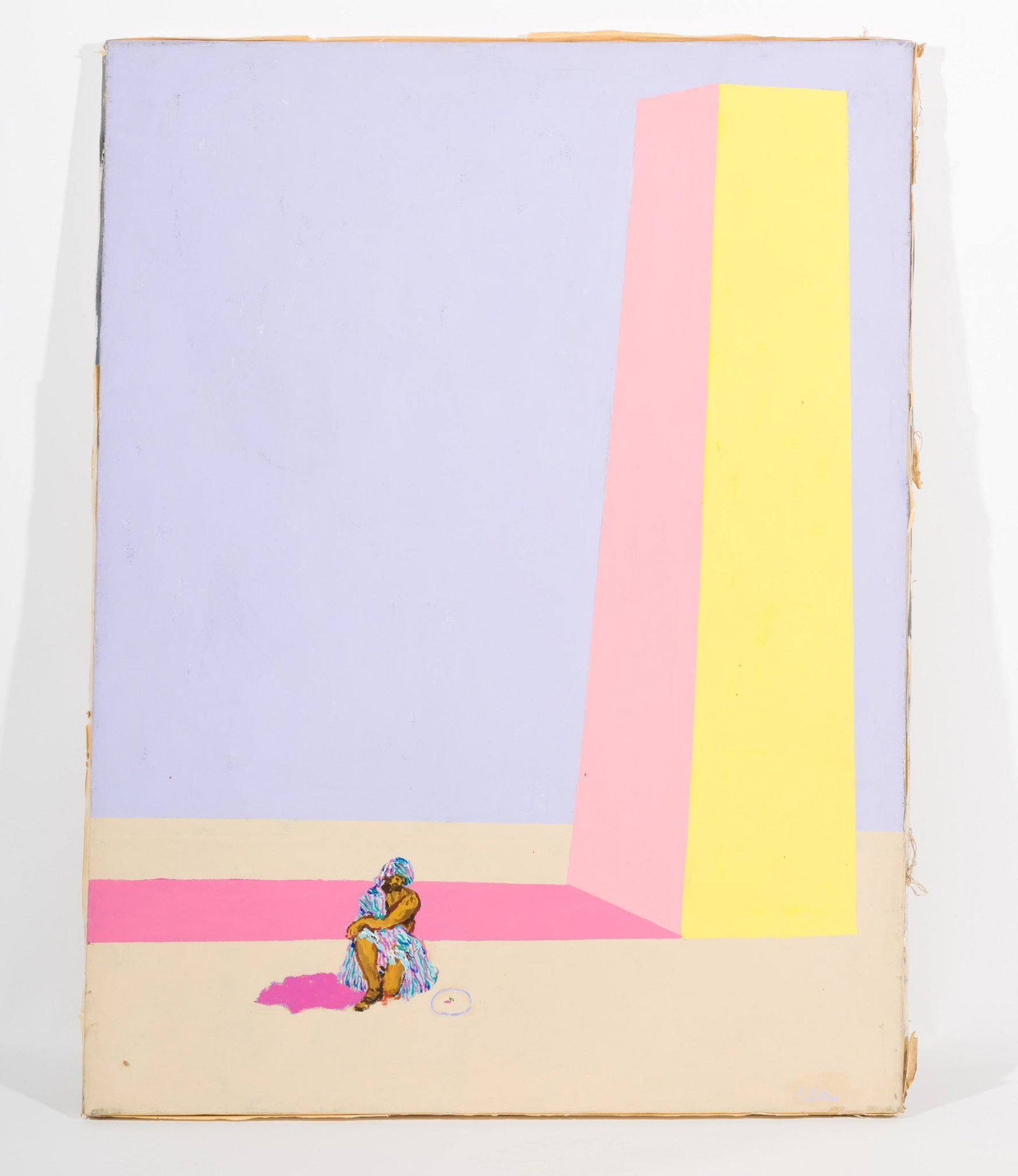 The Encircled 1976: DESCRIPTION: "The Encircled". Revington Arthur (American, 1908-1986) 1976. Acrylic on canvas. Signed on bottom right. MEASUREMENTS: 48" high x 36" wide. CONDITION: Unframed. Abrasions to edges. MH Rev